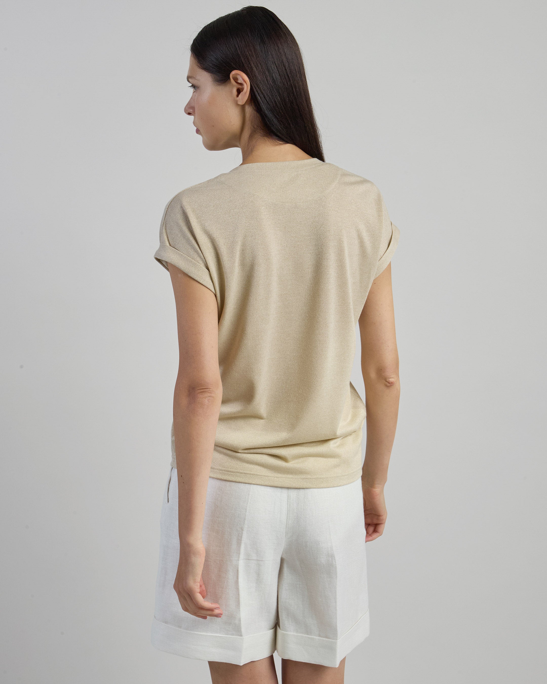 Women's Metallic Jersey Crew Neck T-Shirt - 2