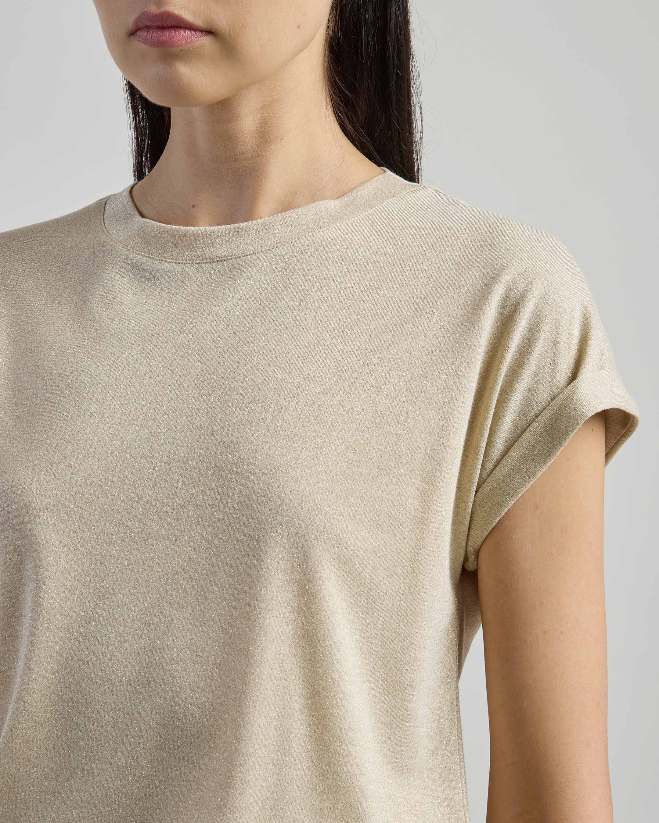 Women's Metallic Jersey Crew Neck T-Shirt - 3