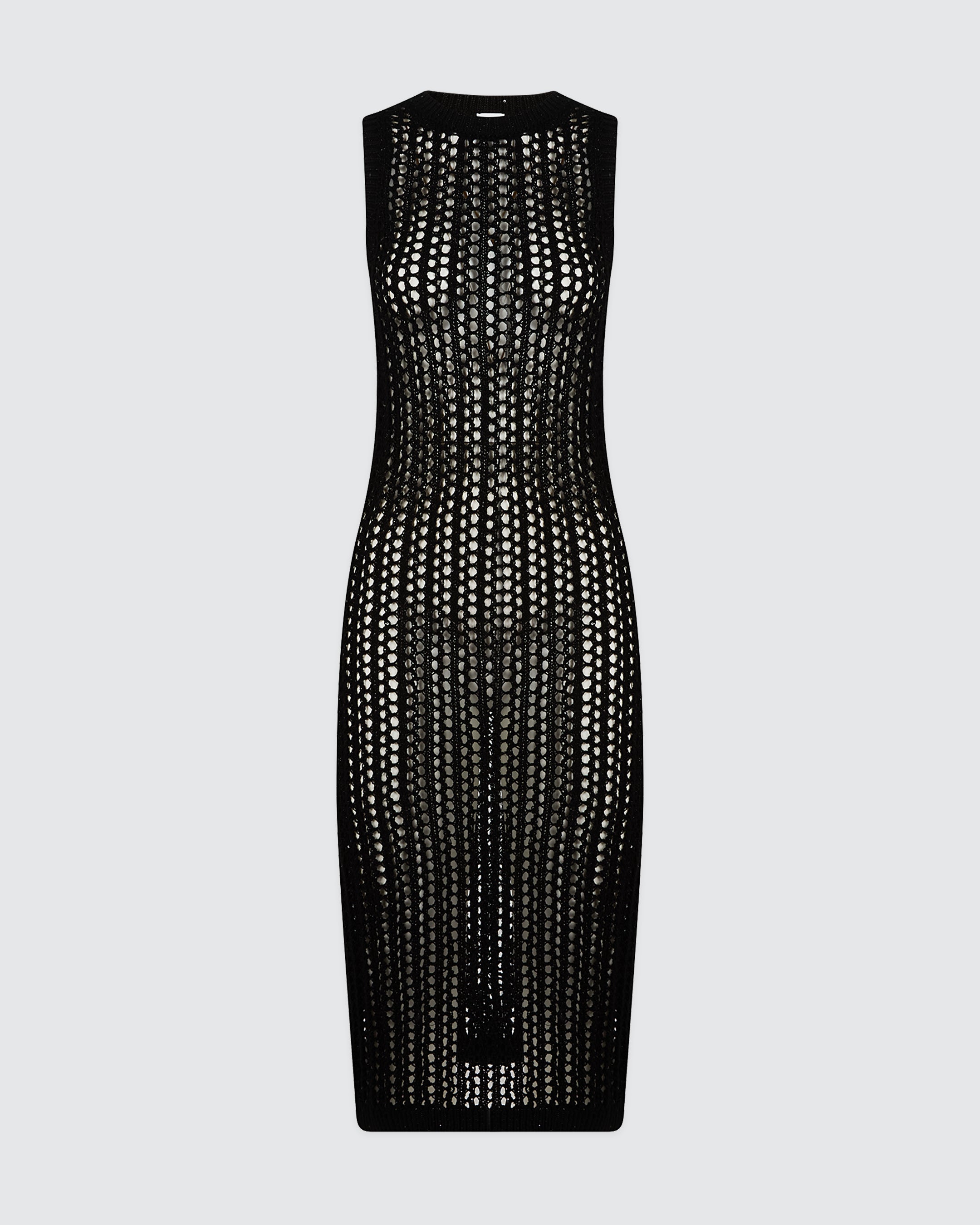 Sleeveless Cotton Linen Knit Dress with Sequins