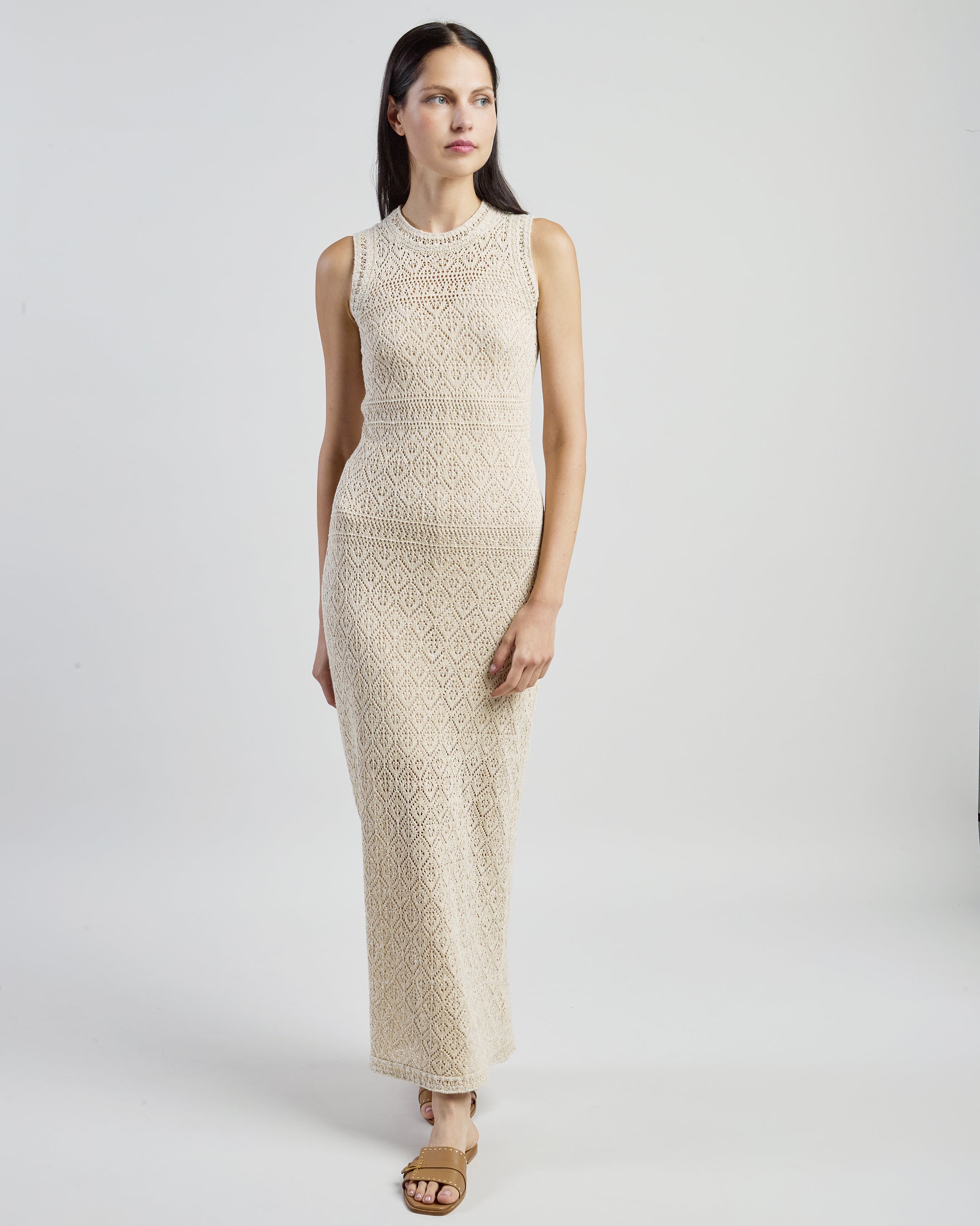Women's Linen Cotton and Silk Sleeveless Knit Dress - 1