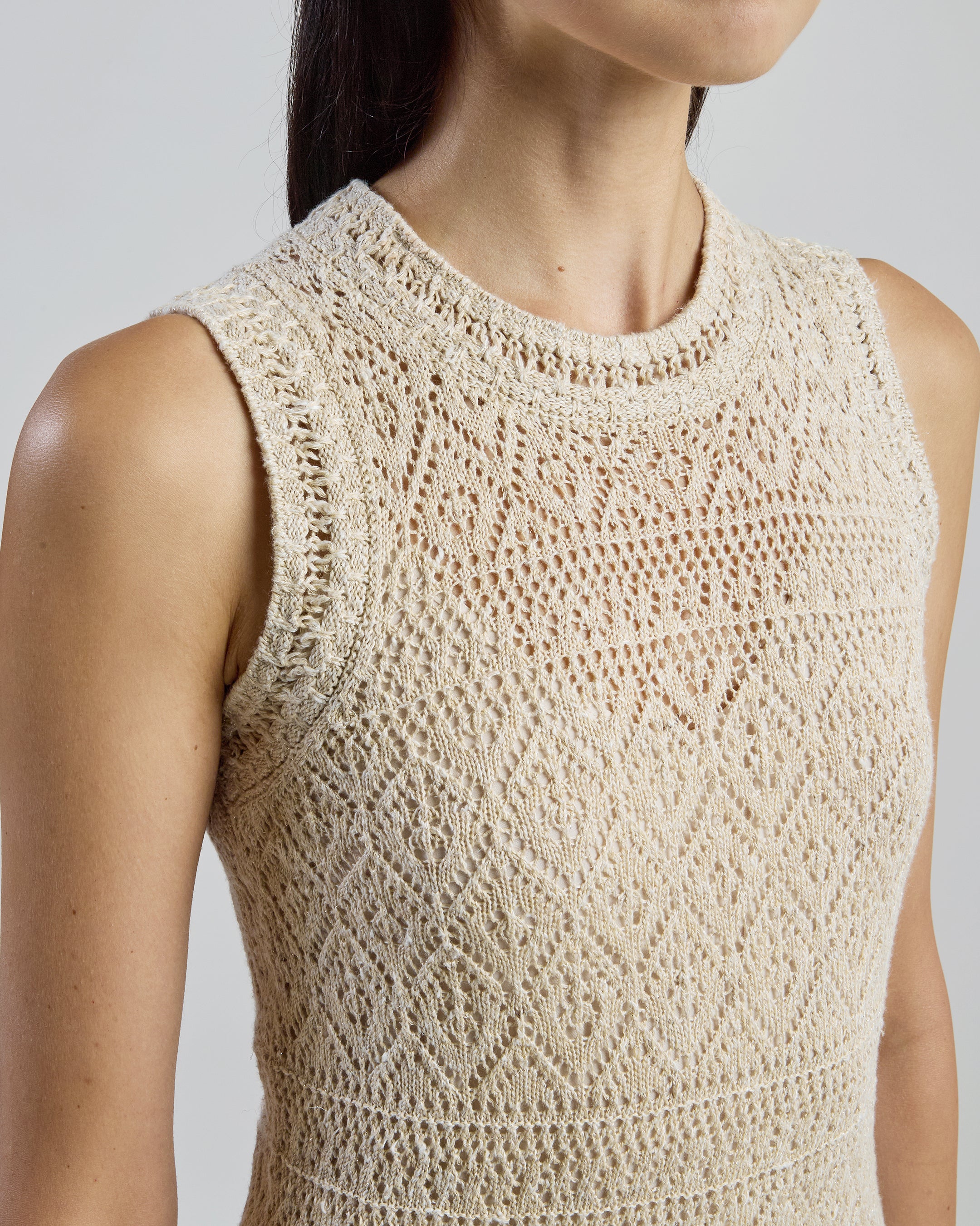 Women's Linen Cotton and Silk Sleeveless Knit Dress