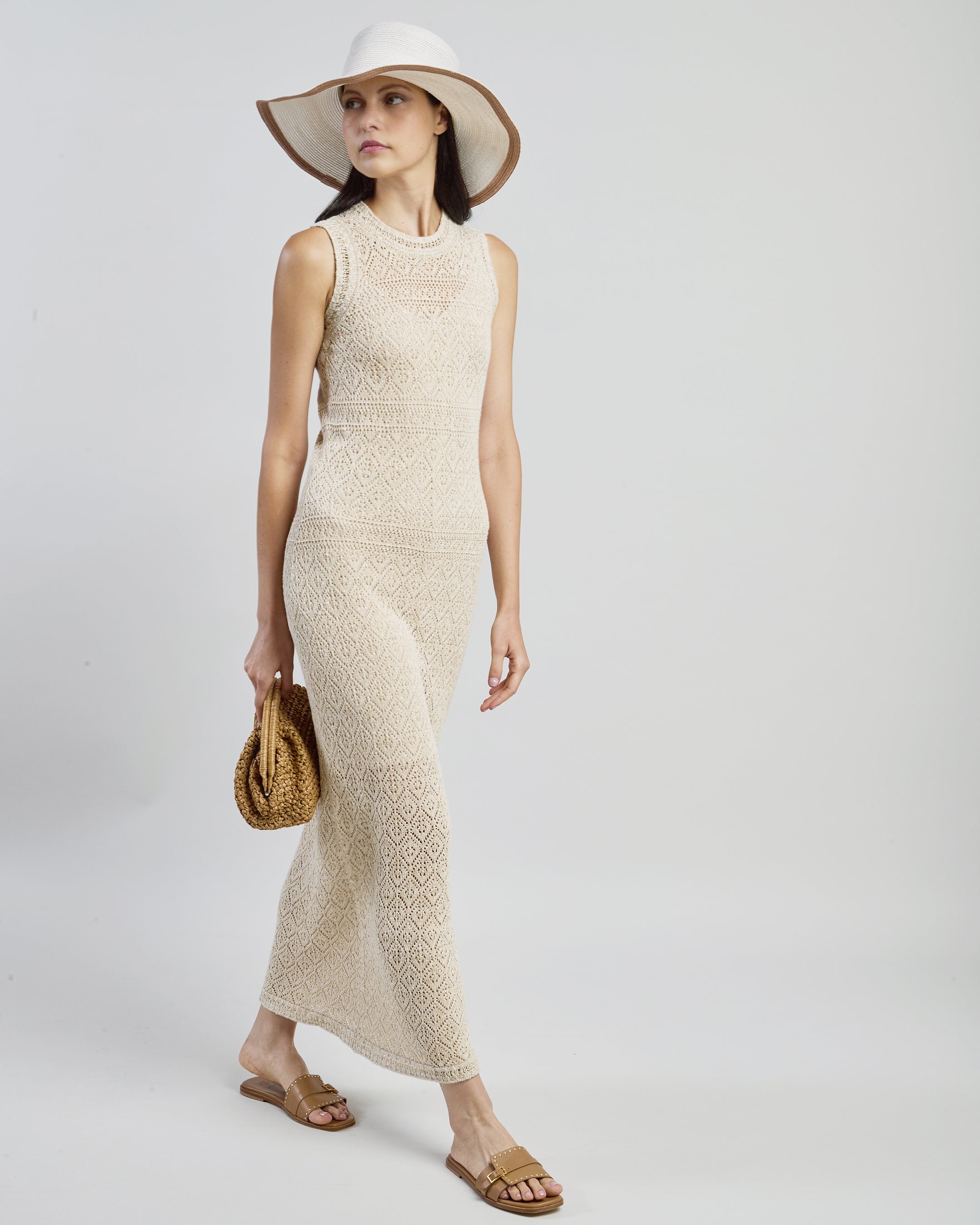 Women's Linen Cotton and Silk Sleeveless Knit Dress