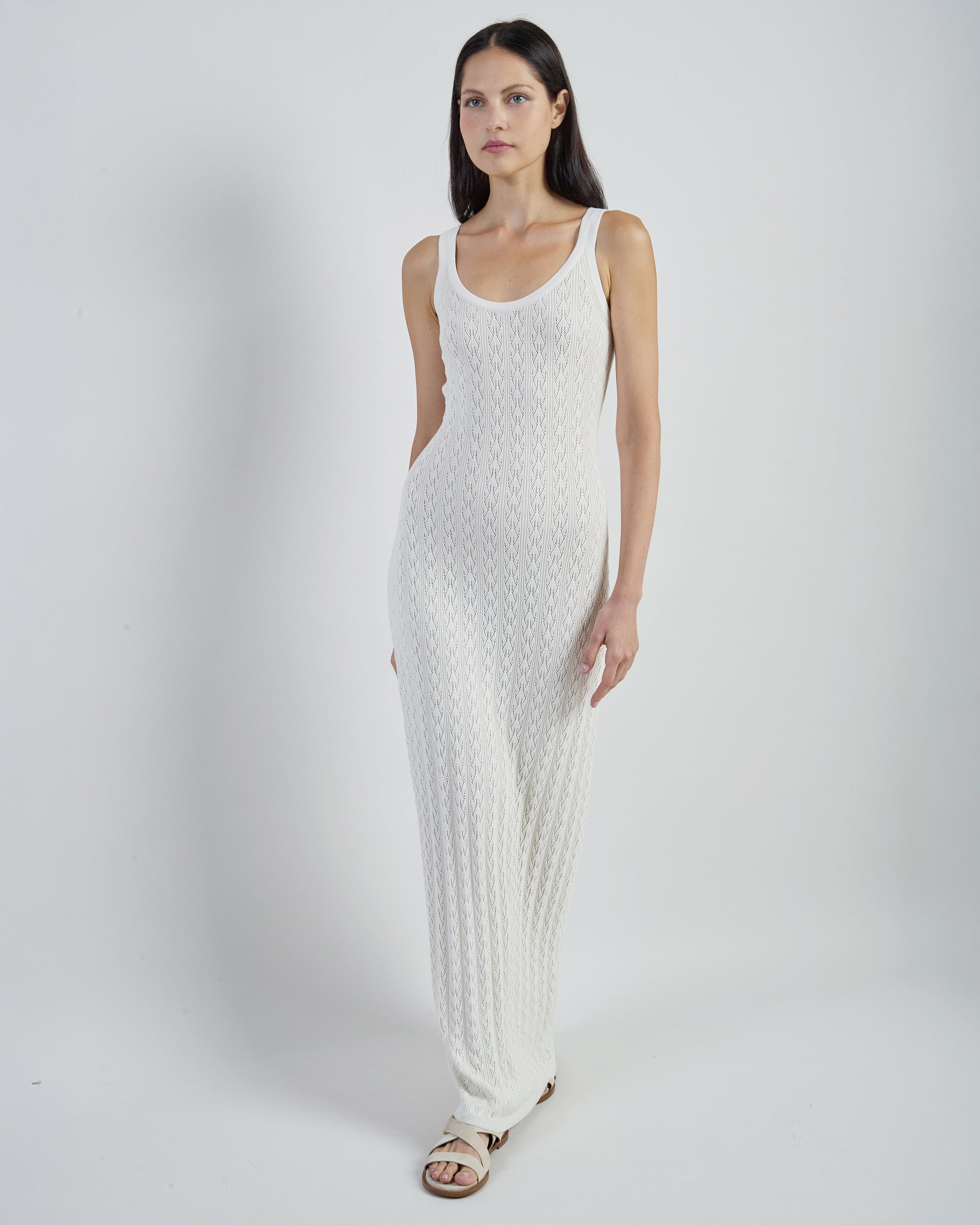 Organic Cotton Two-Tone Ribbed Knit Maxi Dress