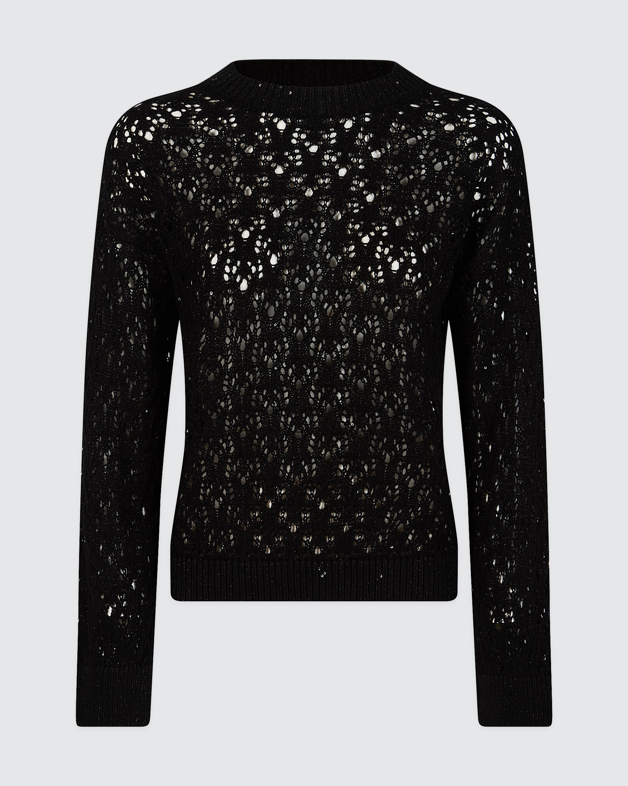 Women's Cotton Linen Crew Neck Sweater with Sequins