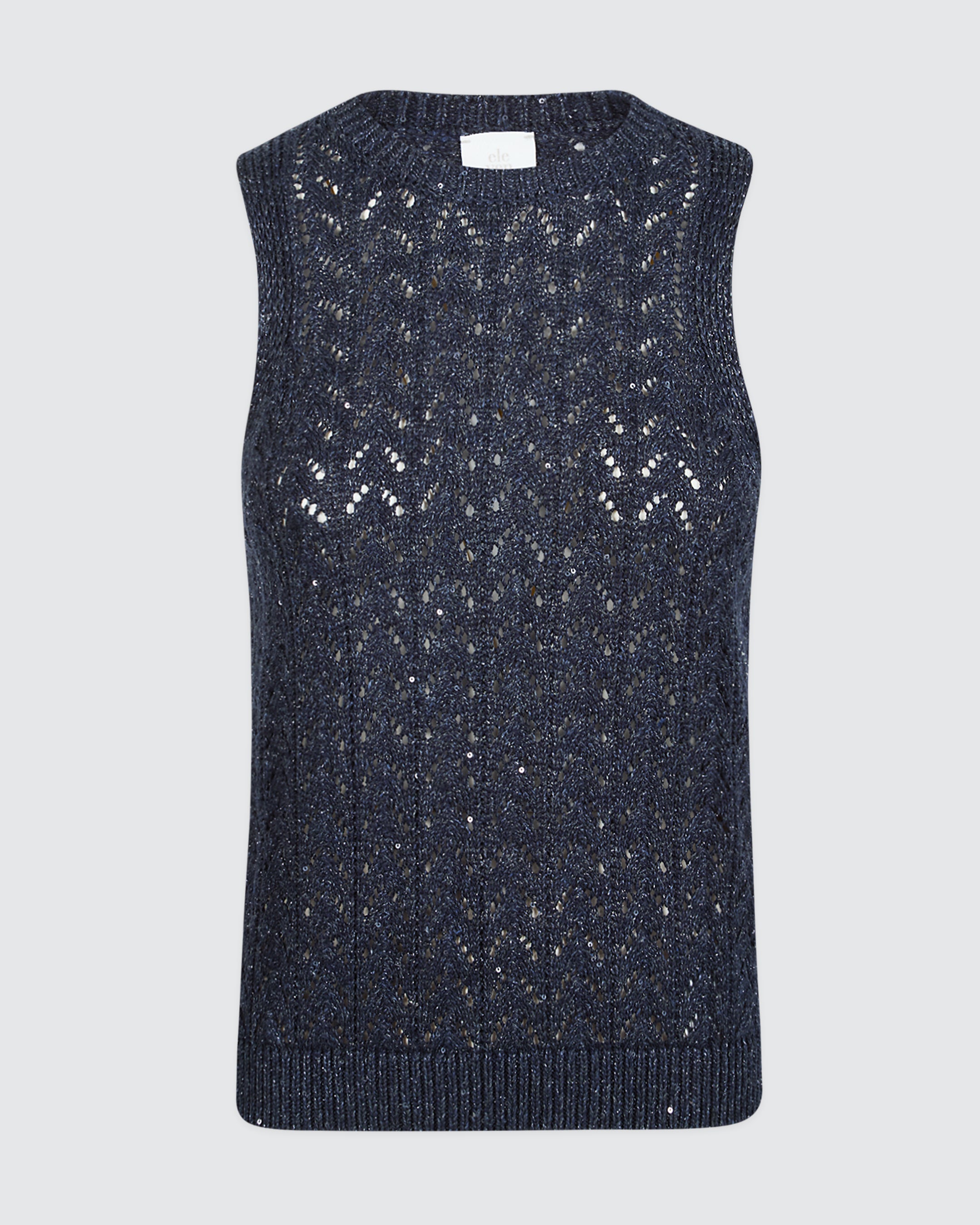Cotton Linen Sleeveless Sweater with Sequin Details