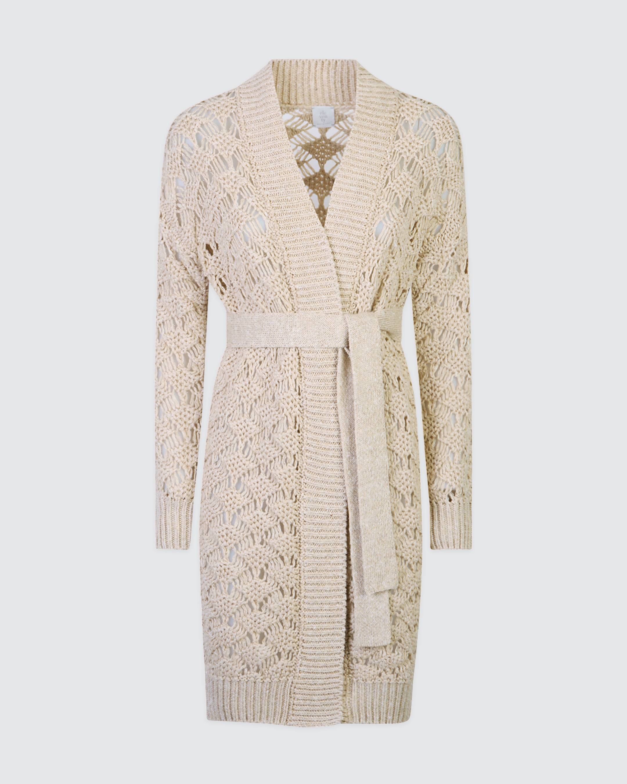Women's Long Linen Cotton and Silk Cardigan with Belt