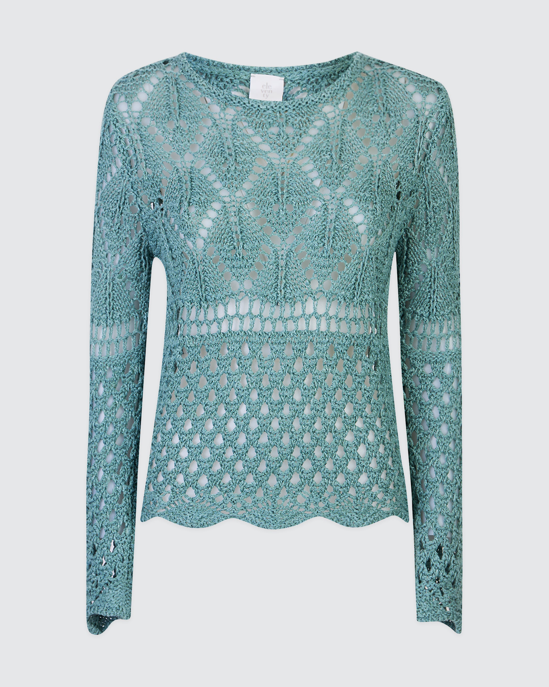 Women's Crew Neck Linen and Silk Micro-Bouclé Sweater