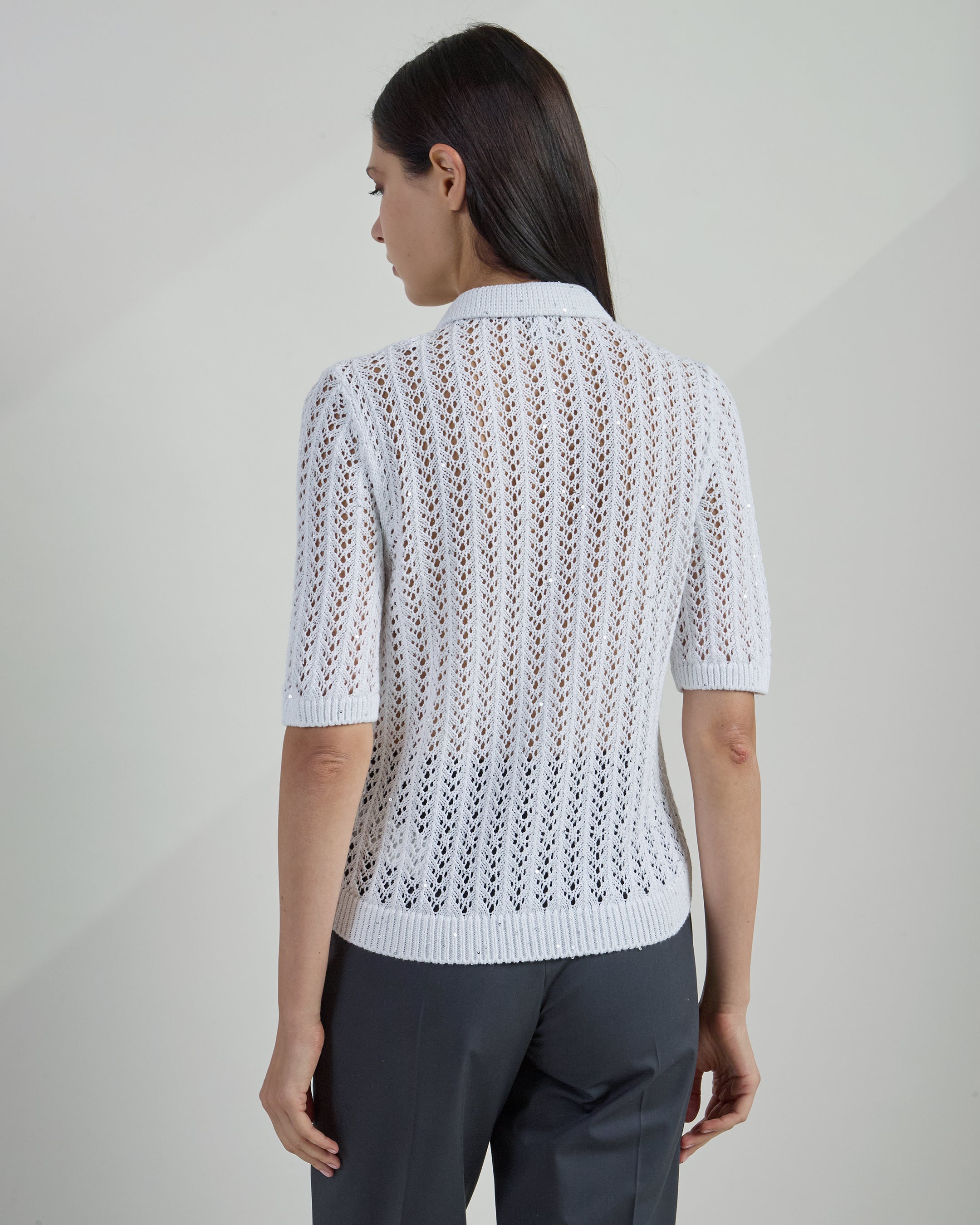 Women's Cotton Linen Knitted Shirt with Sequins alternative
