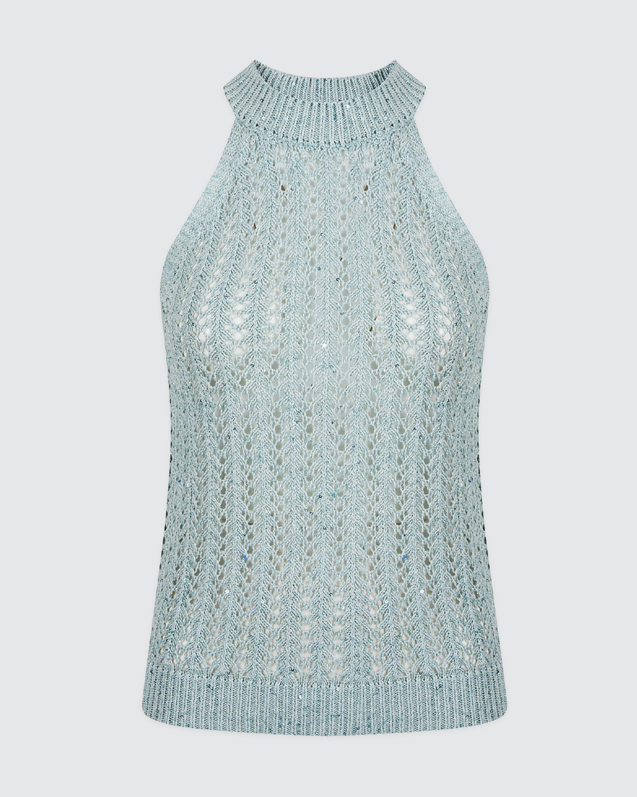 Cotton Linen Sleeveless Sweater with Sequin Details