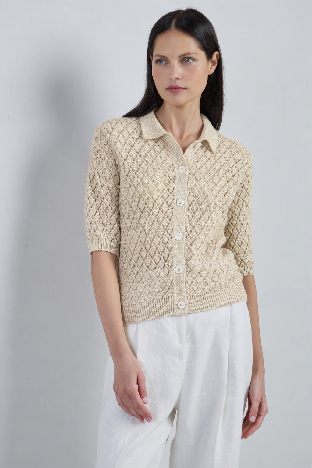 Women's Linen Cotton and Silk Knitted Overshirt