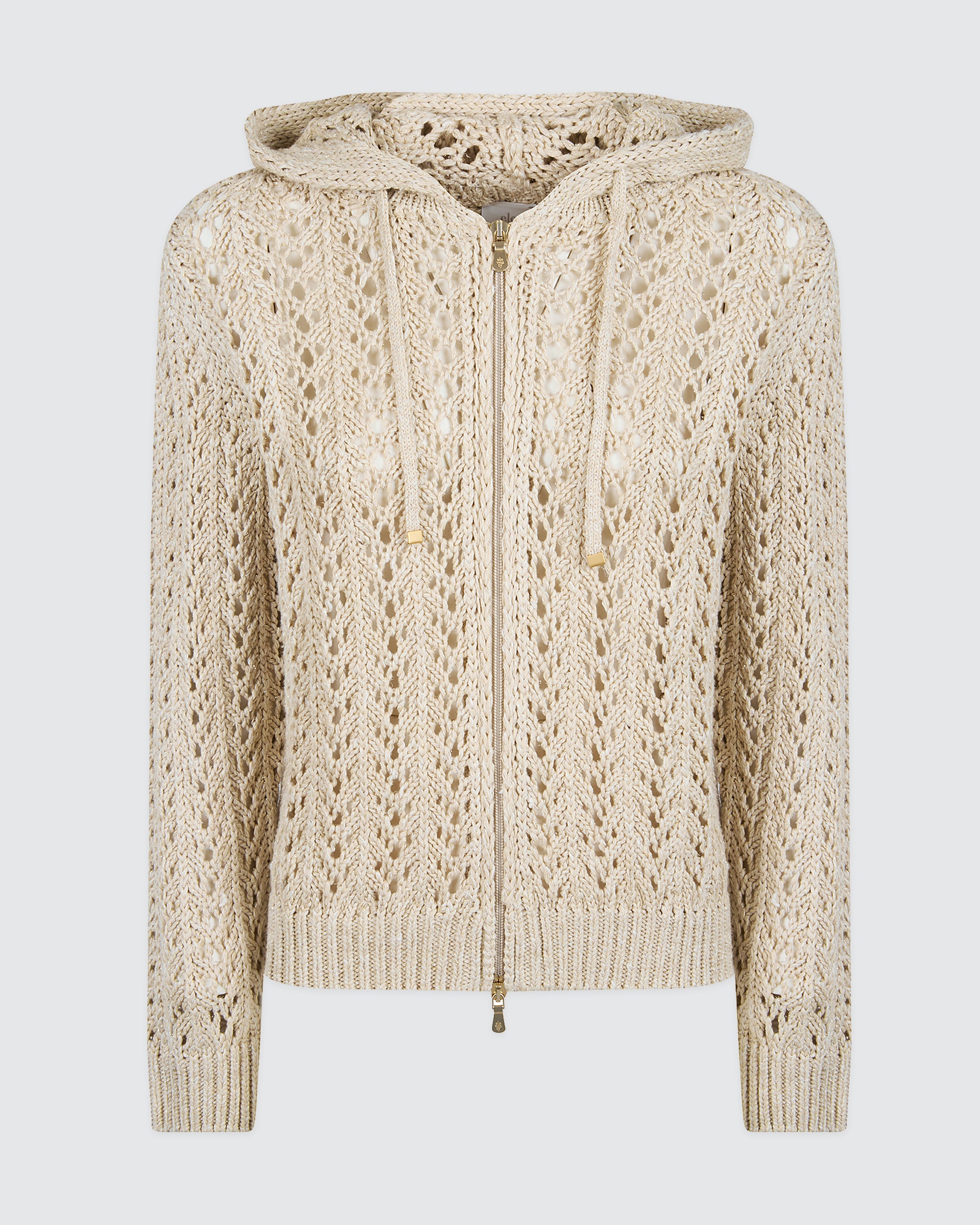 Full Zip Linen Cotton and Silk Hooded Sweater