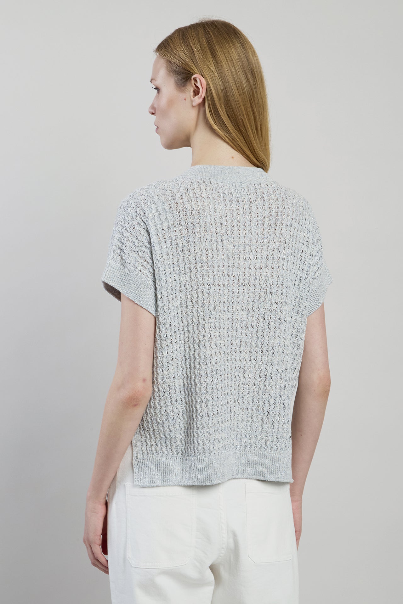 Women's V-Neck Sleeveless Linen Cotton Silk Sweater - 2