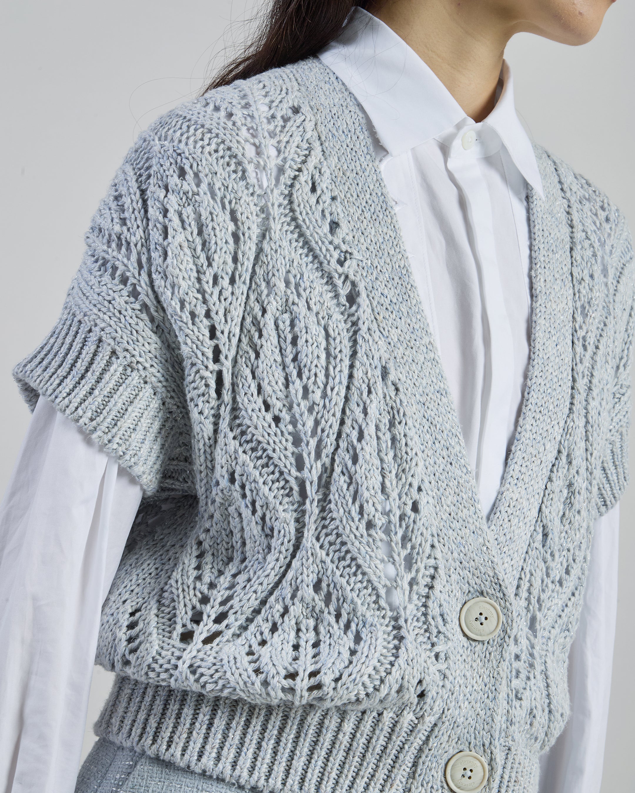 Women's Linen Cotton Silk Short Sleeve V-Neck Cardigan