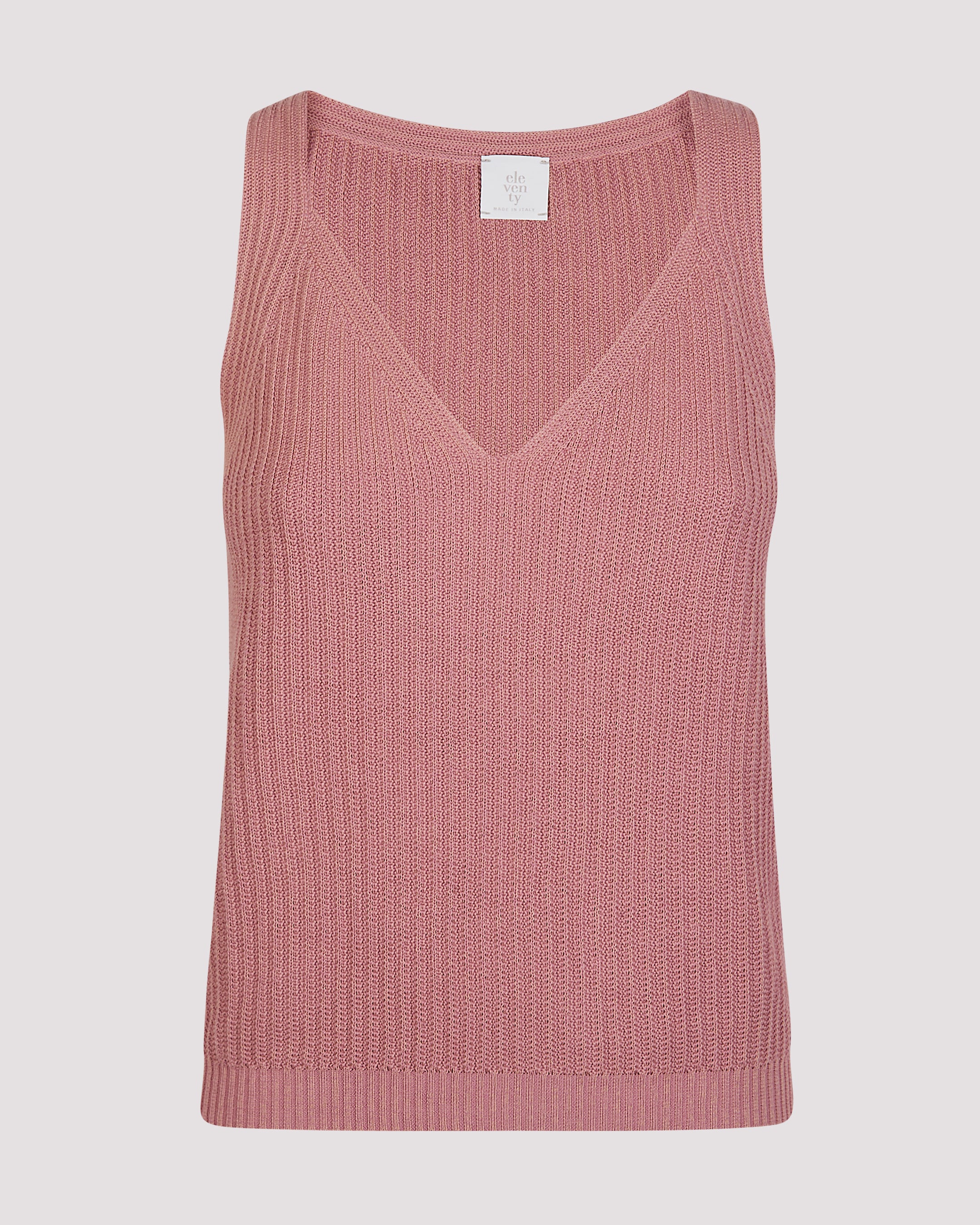 Organic Cotton V-Neck Top with Two-Tone Micro Rib - 4