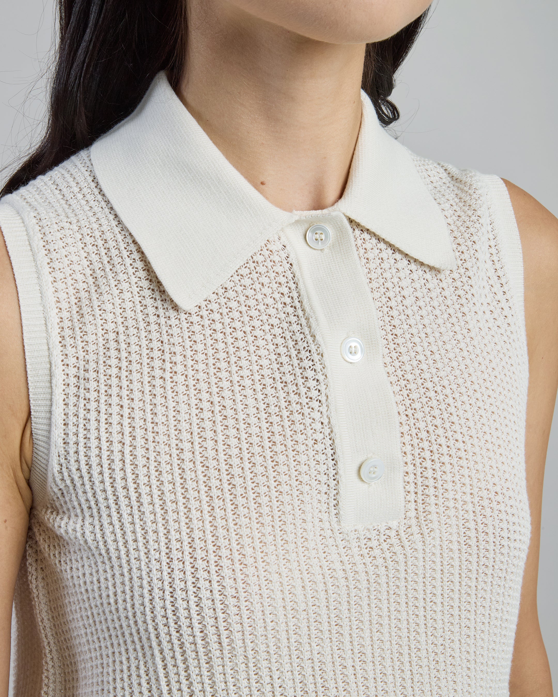 Women's Sleeveless Organic Cotton Knitted Polo - 3