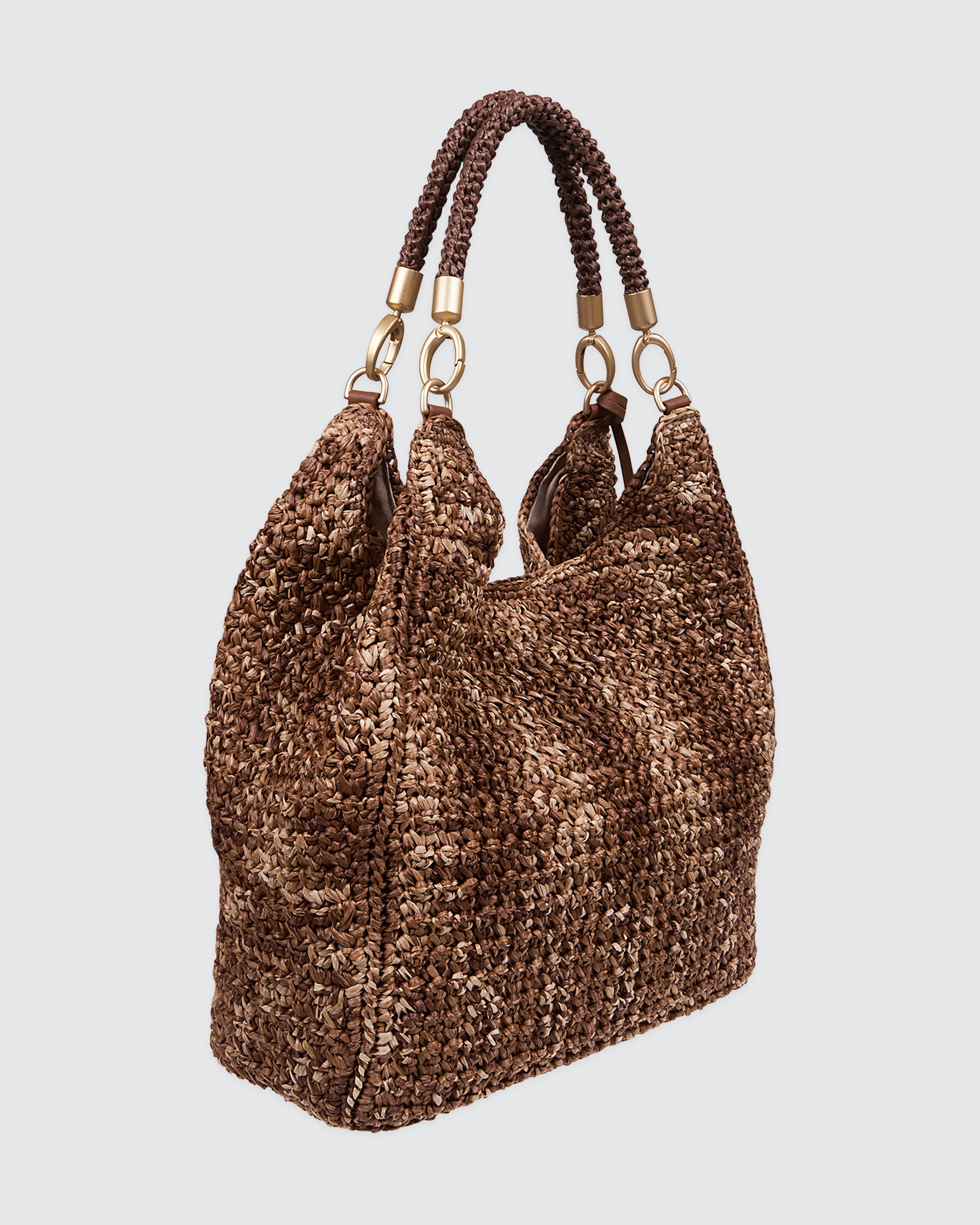 Large Hand-Woven Raffia Bag with Nappa Leather Details | Eleventy