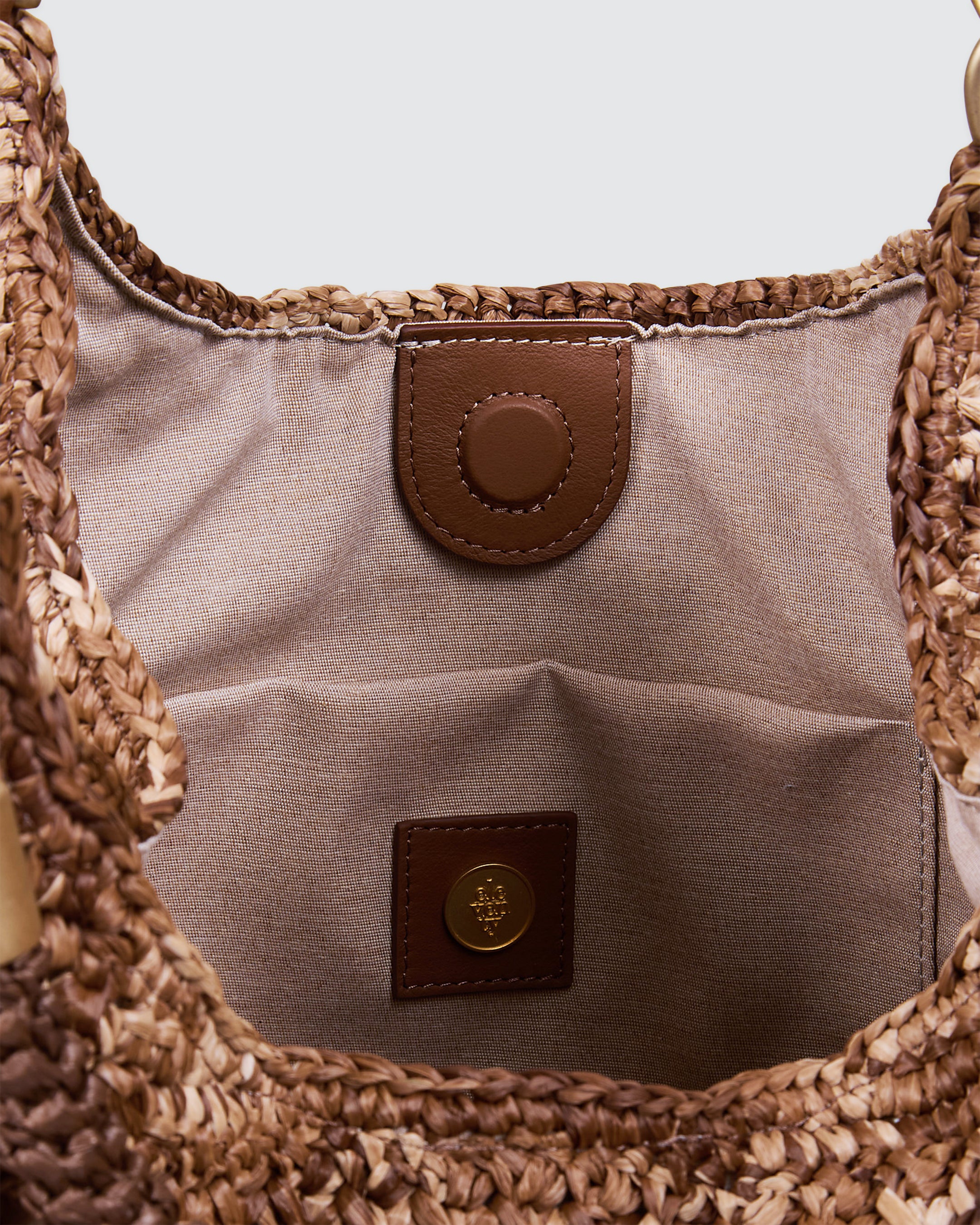 Large Hand-Woven Raffia Bag with Nappa Leather Details | Eleventy