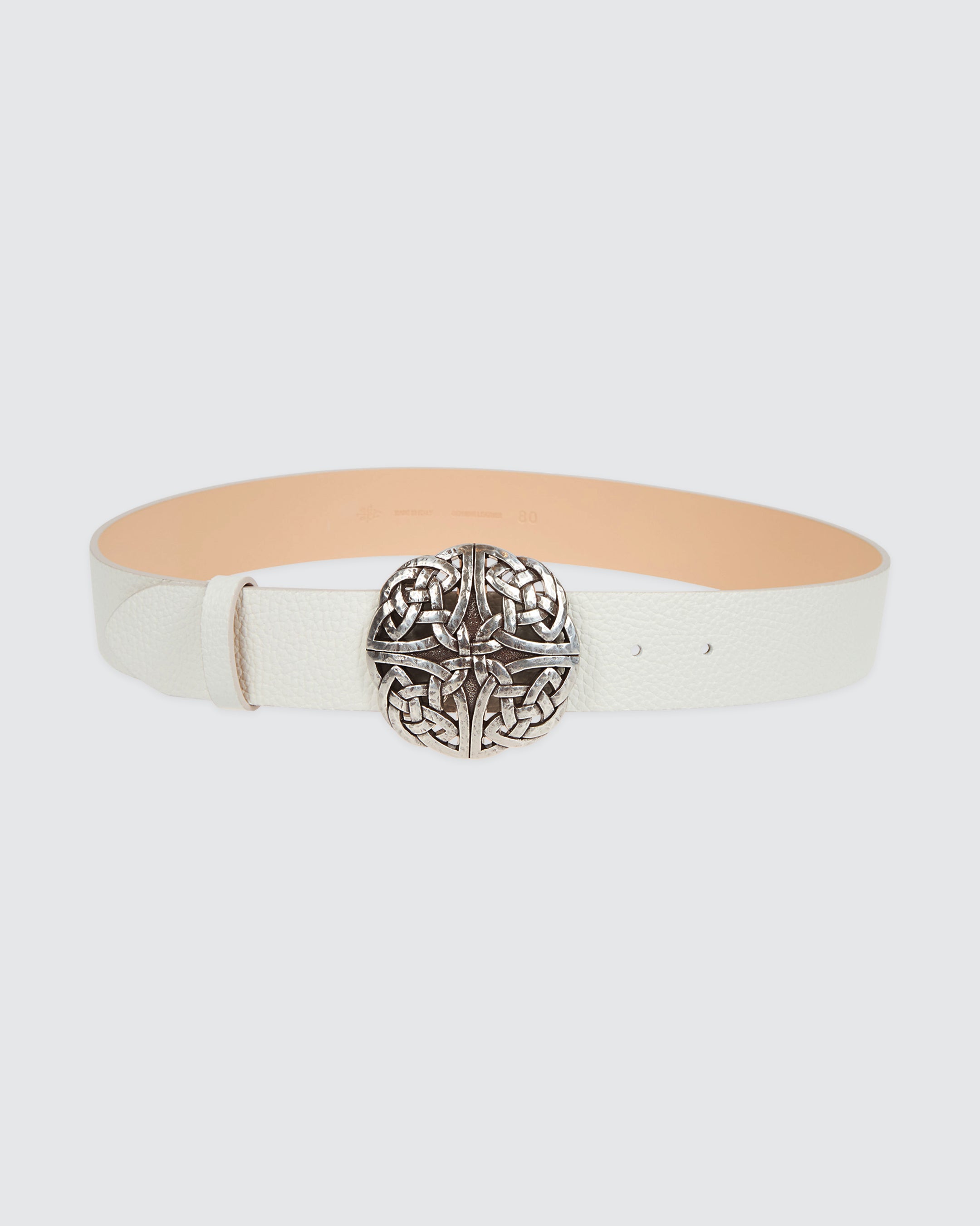 Women's Leather Belt with Braided Buckle
