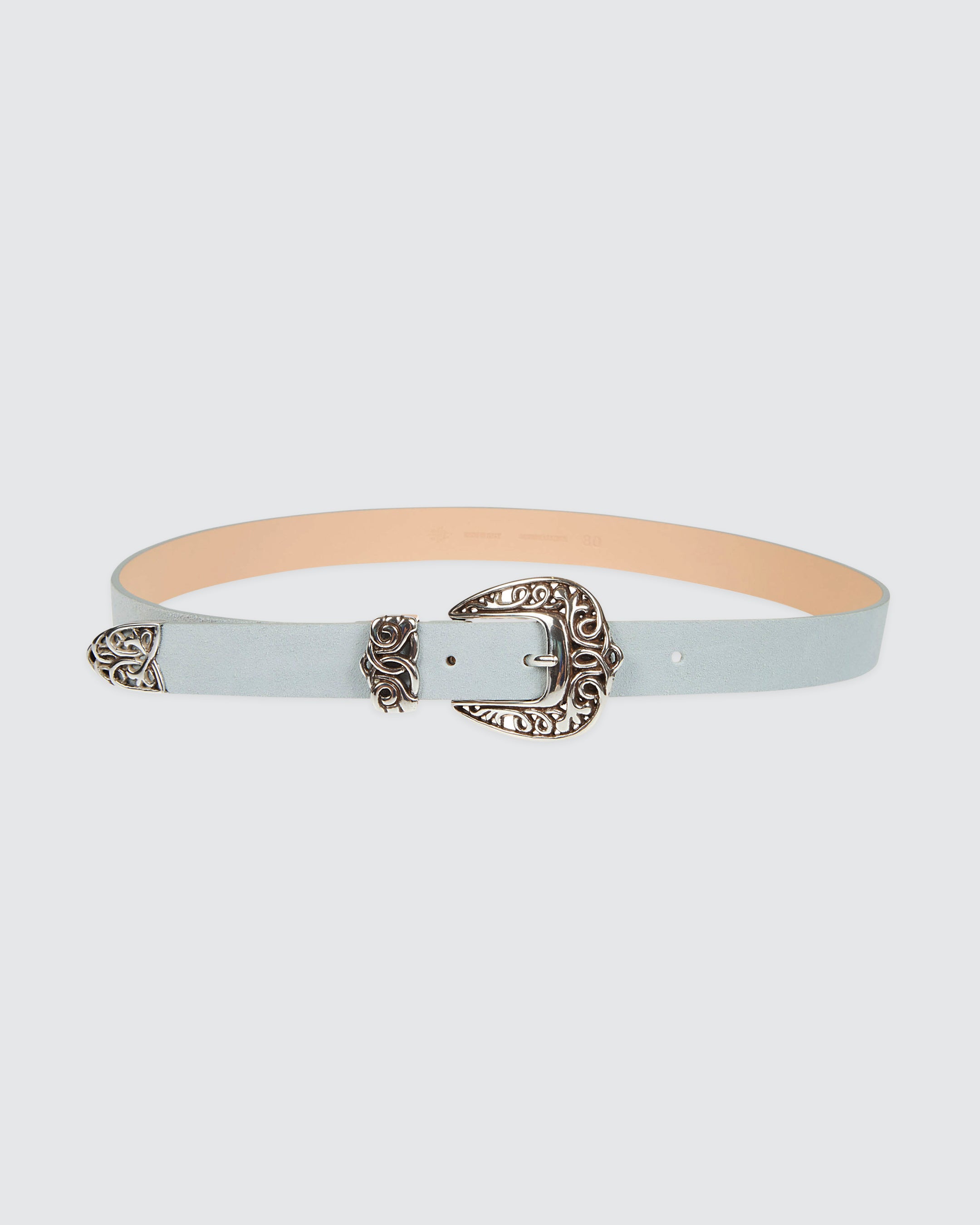 Women's Suede Belt with Inlaid Silver Texas Buckle