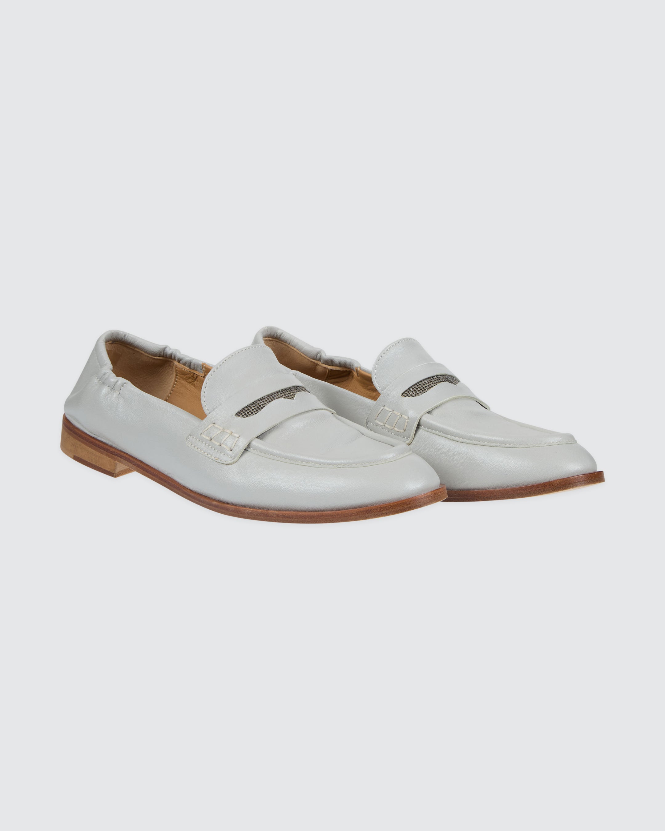 Women's Nappa Leather Loafers with Rhinestone Detail - 1