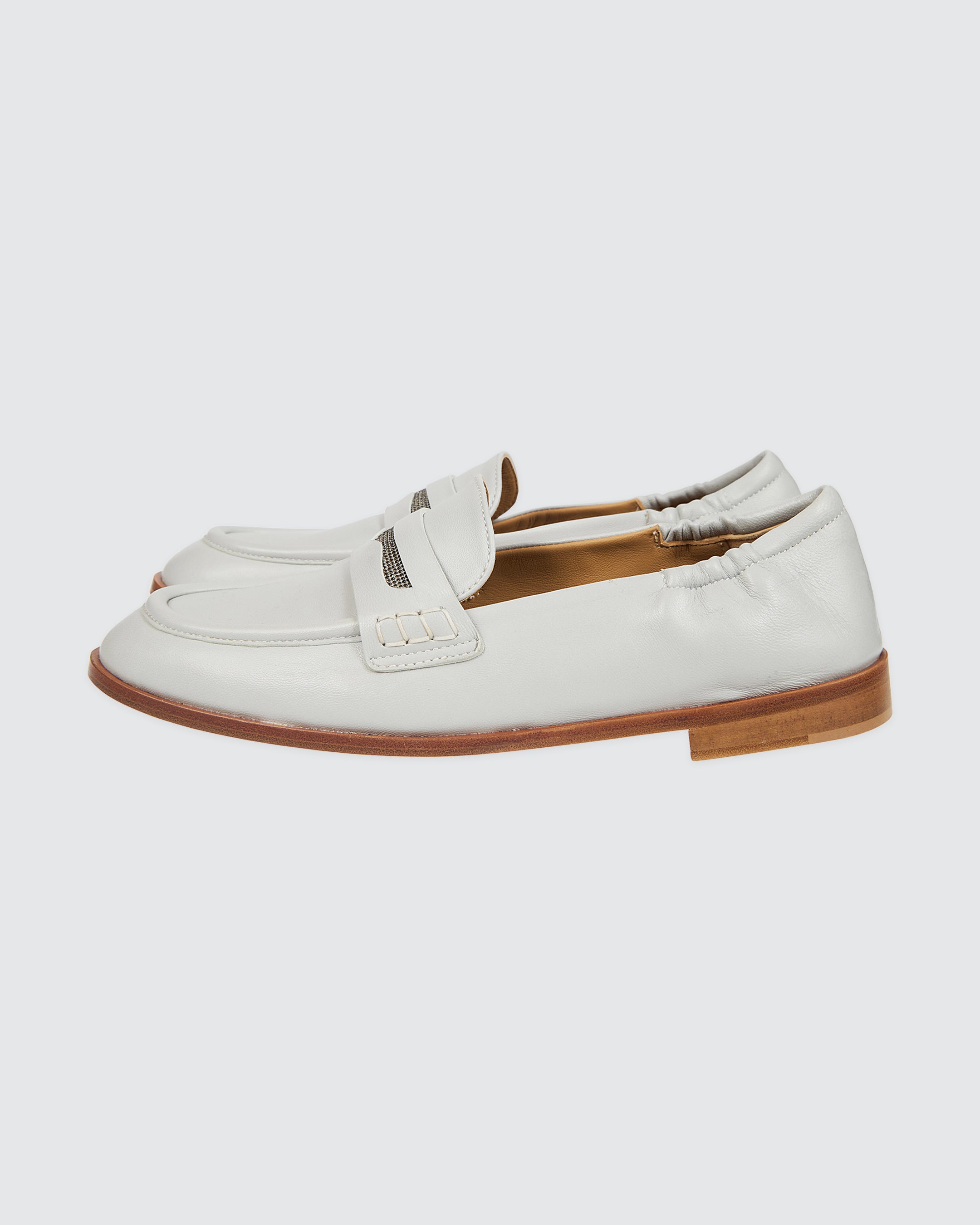 Women's Nappa Leather Loafers with Rhinestone Detail - 2