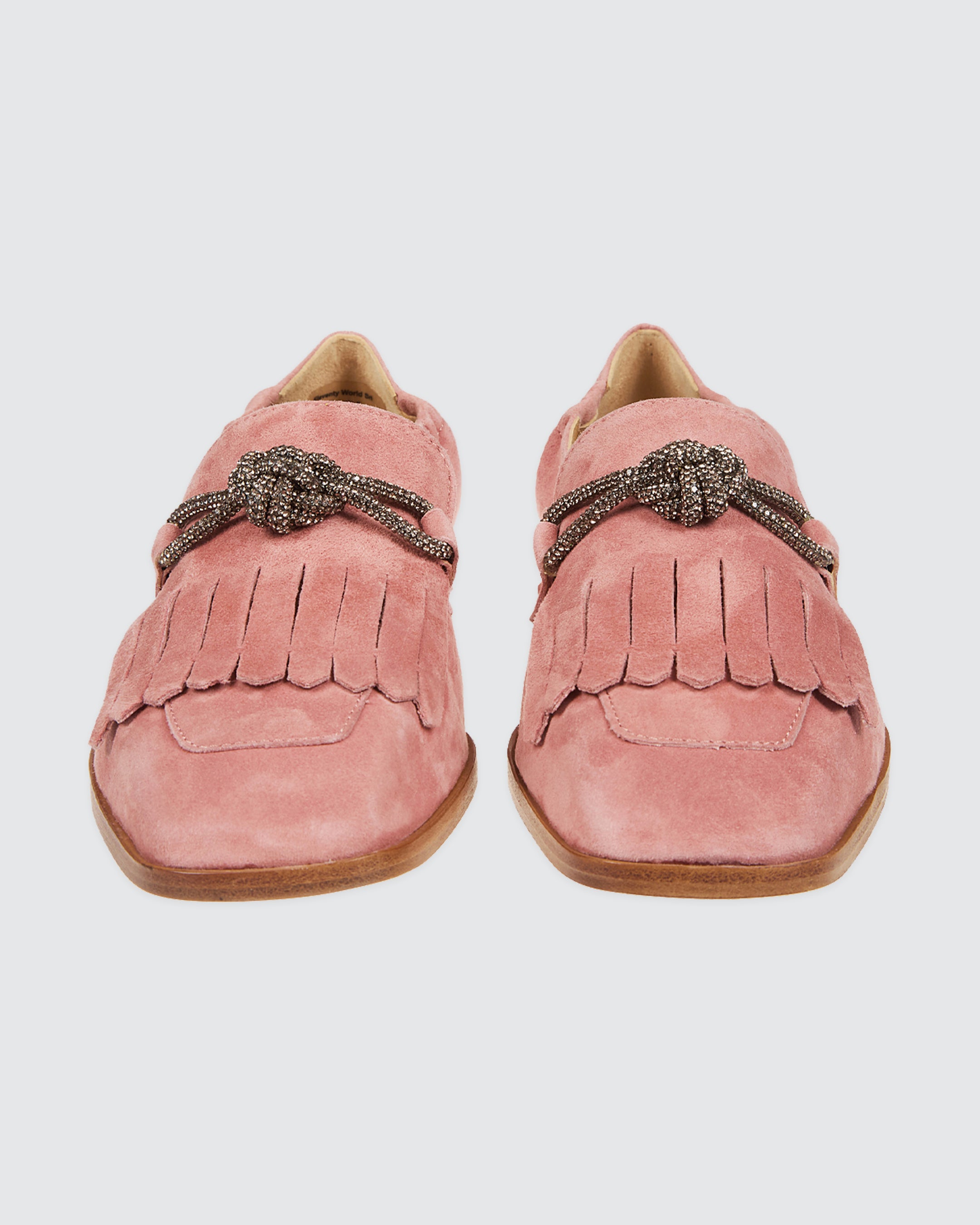 Women's Suede Loafers with Rhinestones and Fringes