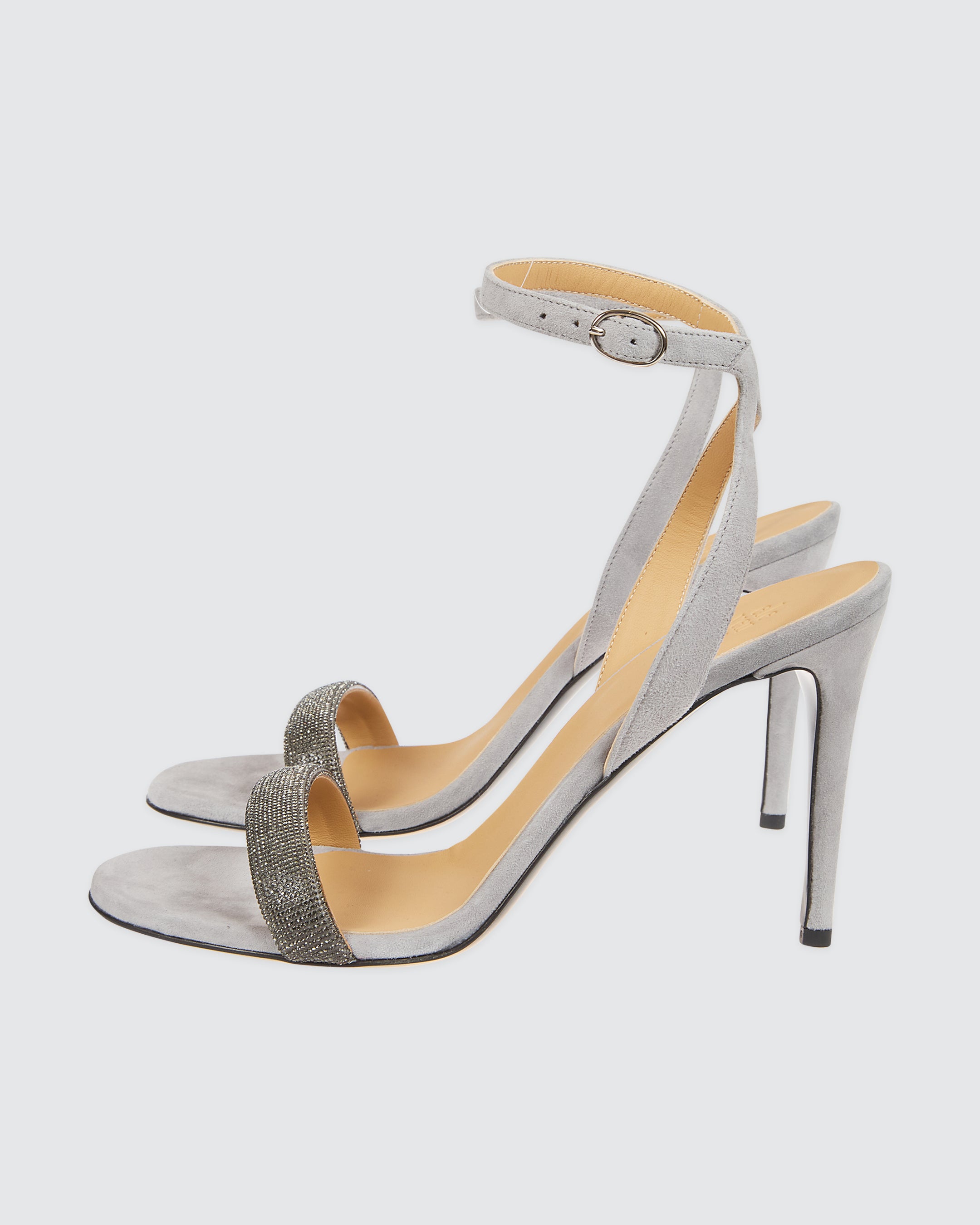 Suede Heeled Sandals with Rhinestone Band alternative
