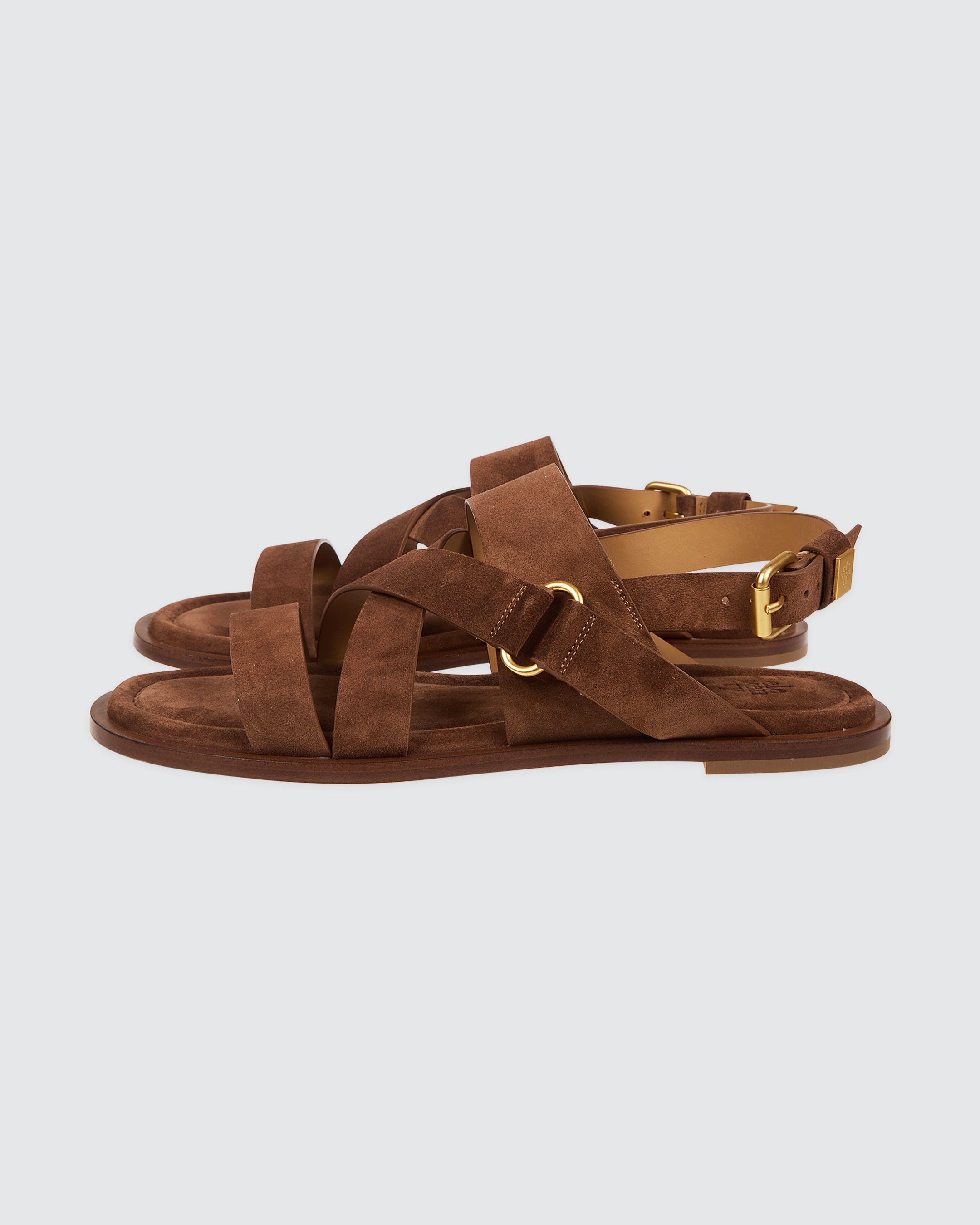 Women's Flat Suede Sandals with Buckle Straps