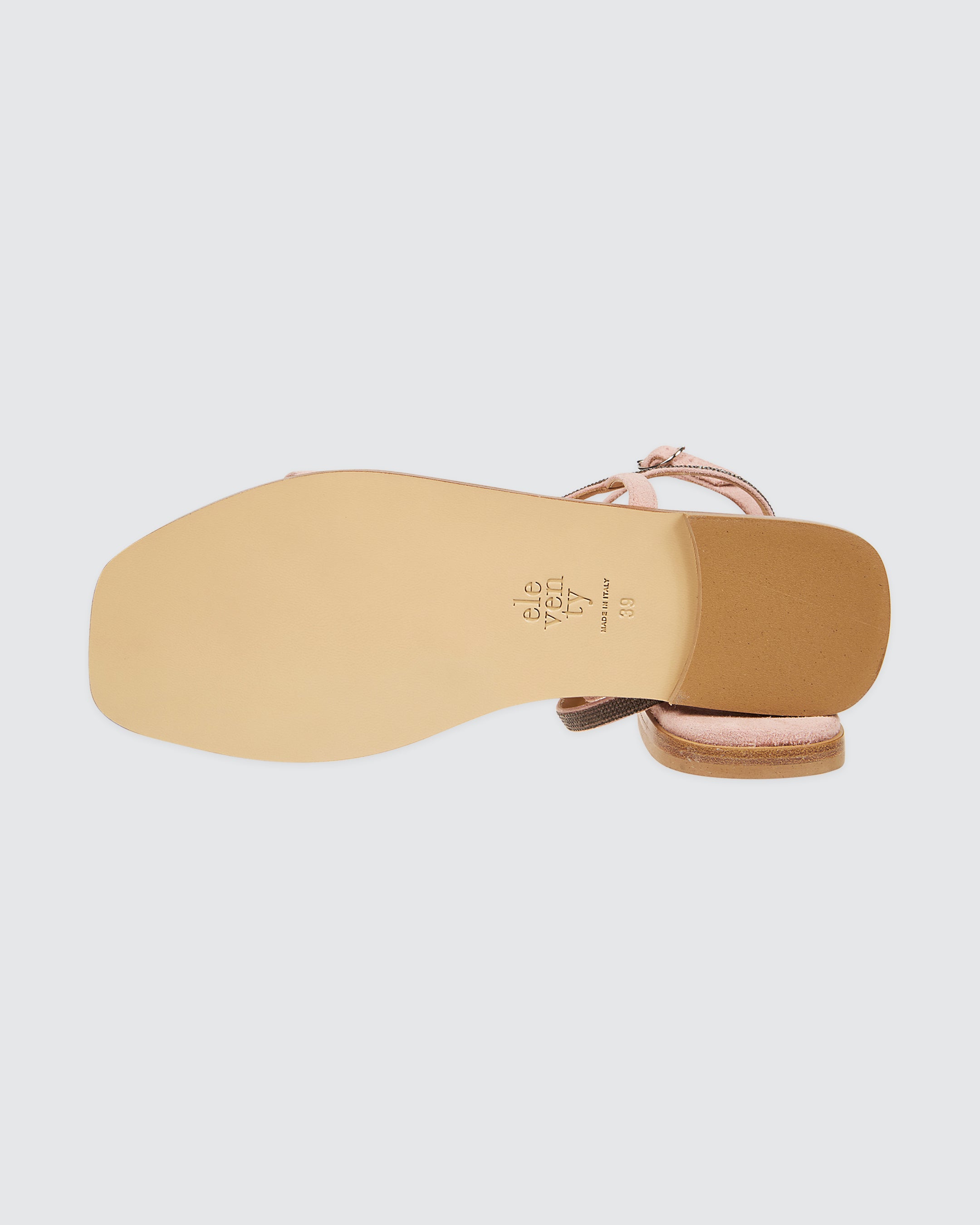 Women's Suede Flat Sandals with Rhinestone Straps