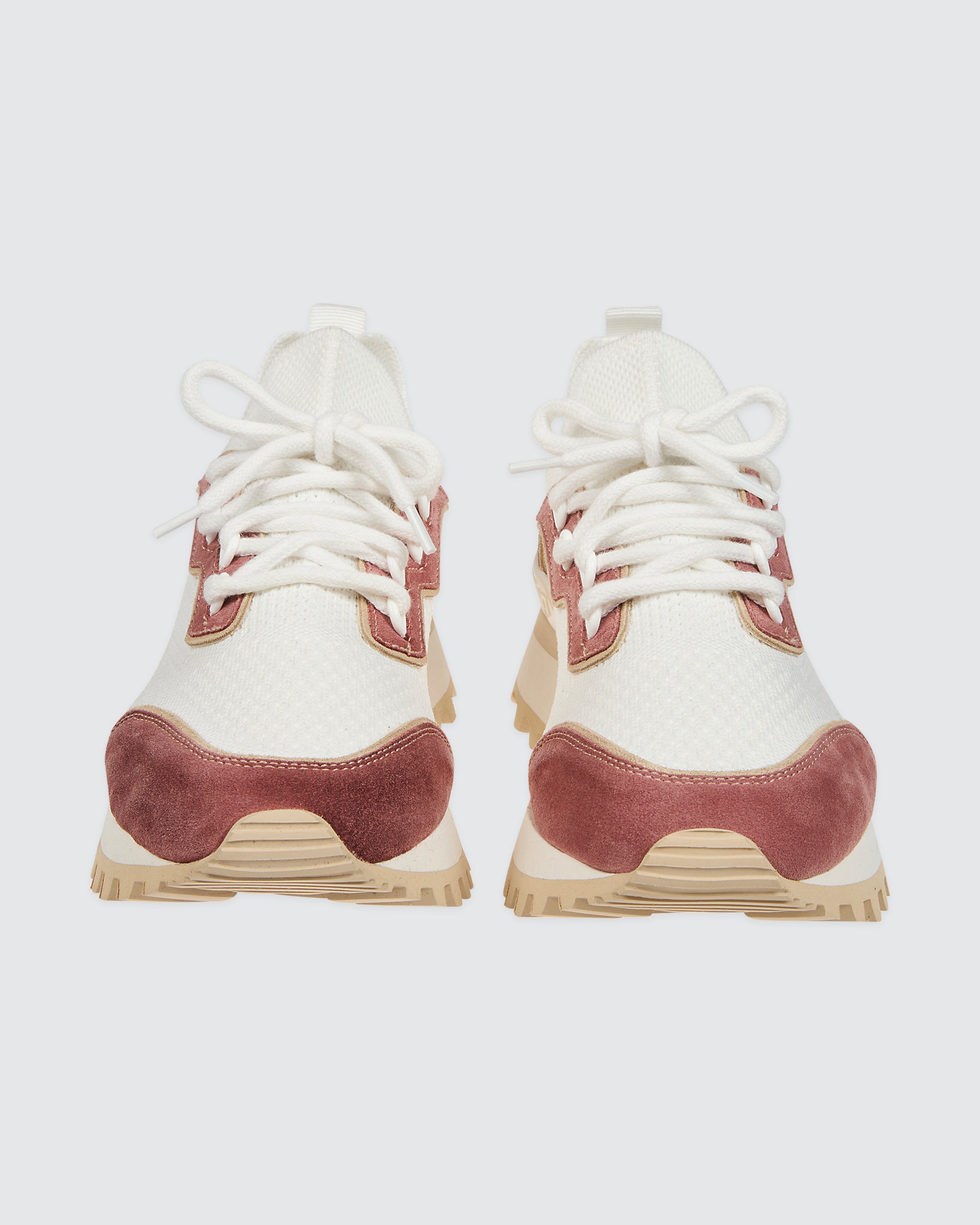 Women's mesh and leather running sneakers - 4