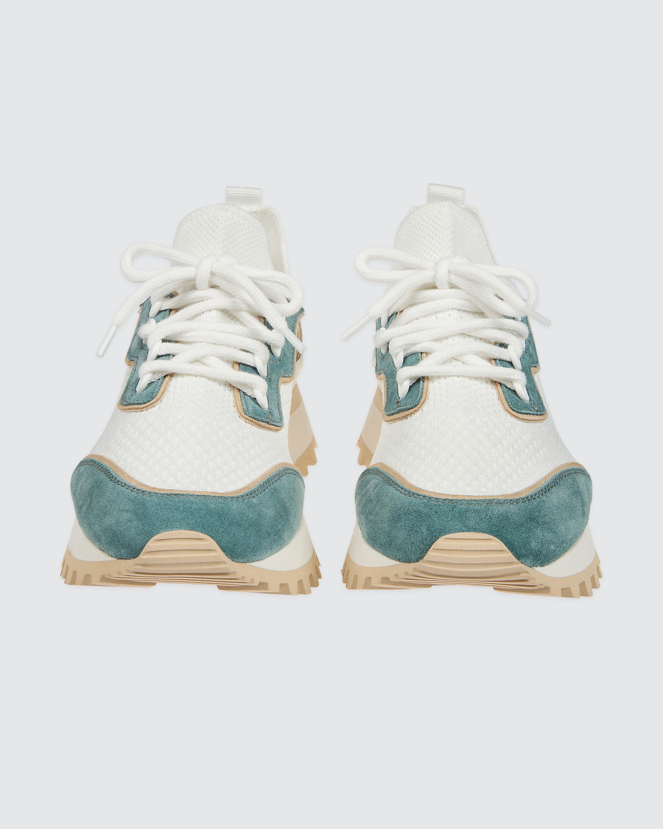 Women's mesh and leather running sneakers
