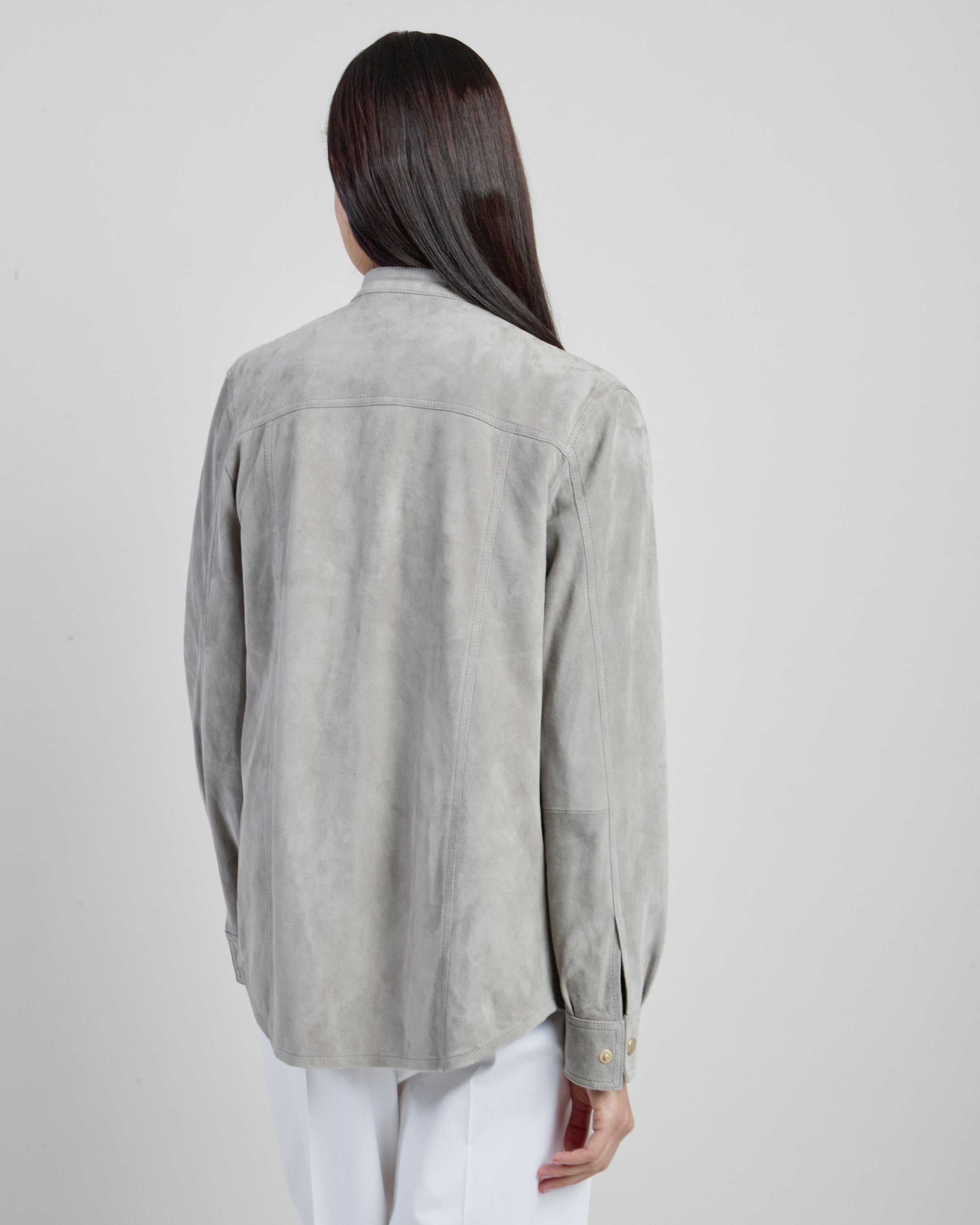 Women's Lightweight Lambskin Suede Western-Style Shirt - 7