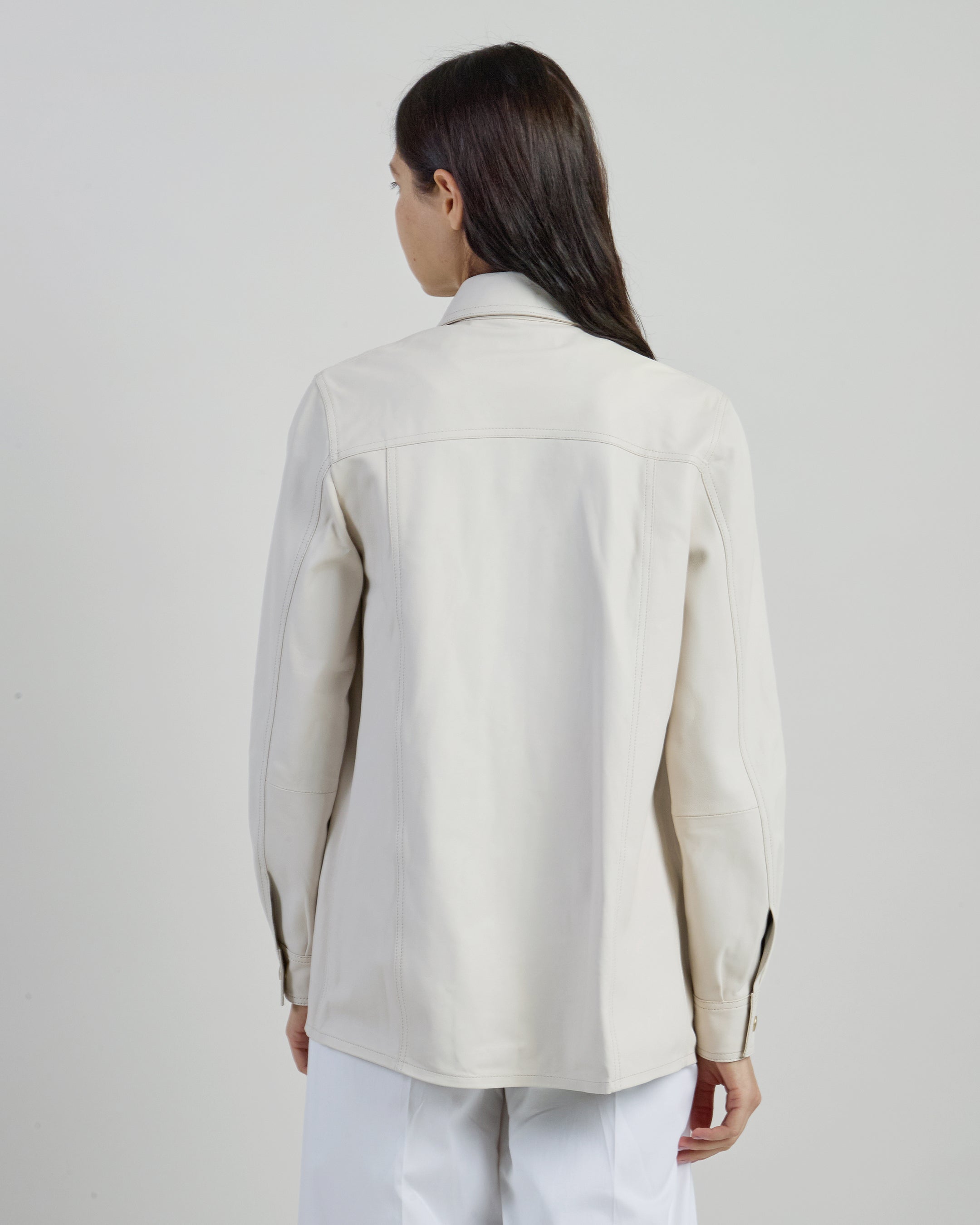 Women's Western-Style Nappa Lambskin and Suede Shirt alternative