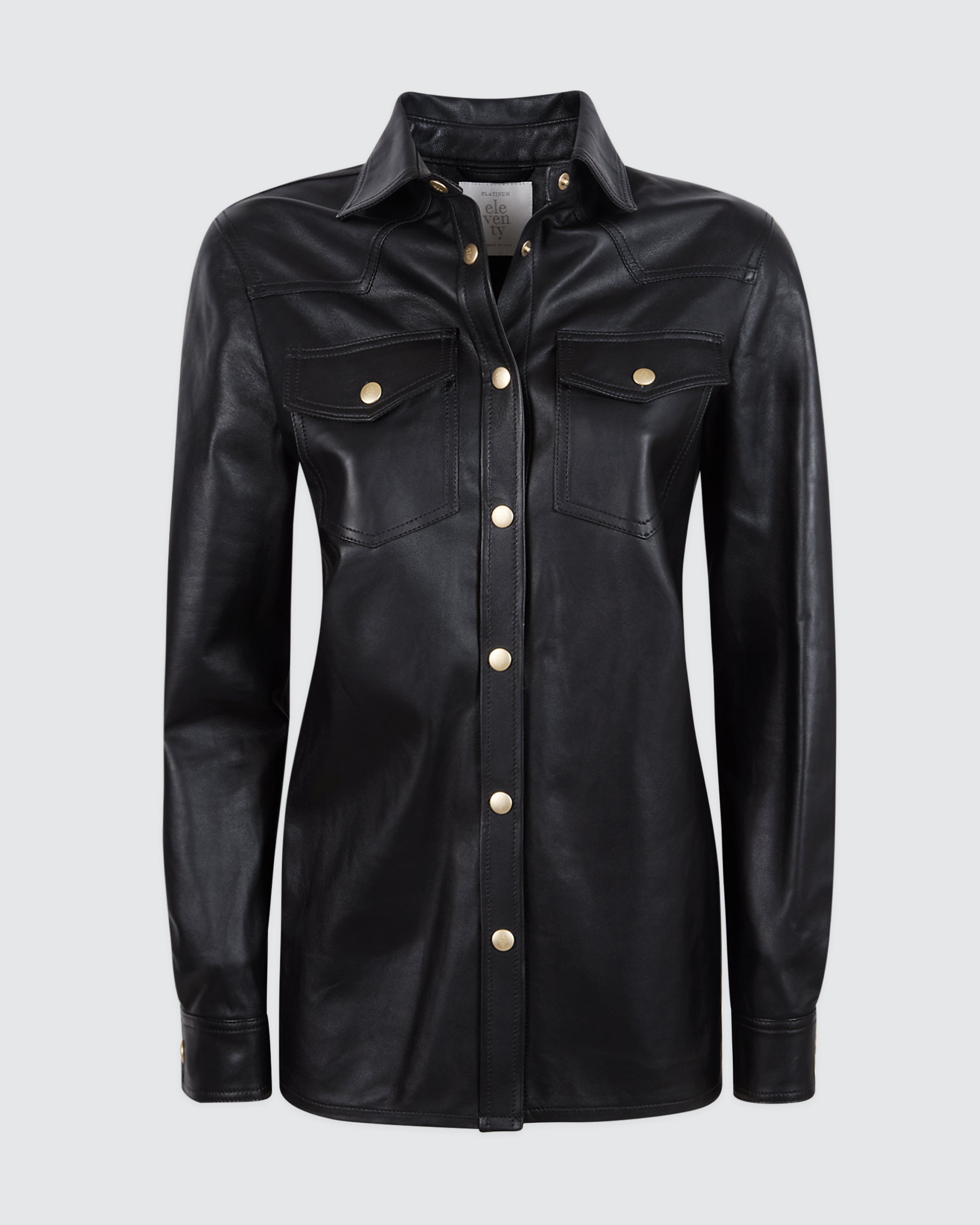 Women's Western-Style Nappa Lambskin and Suede Shirt - 5