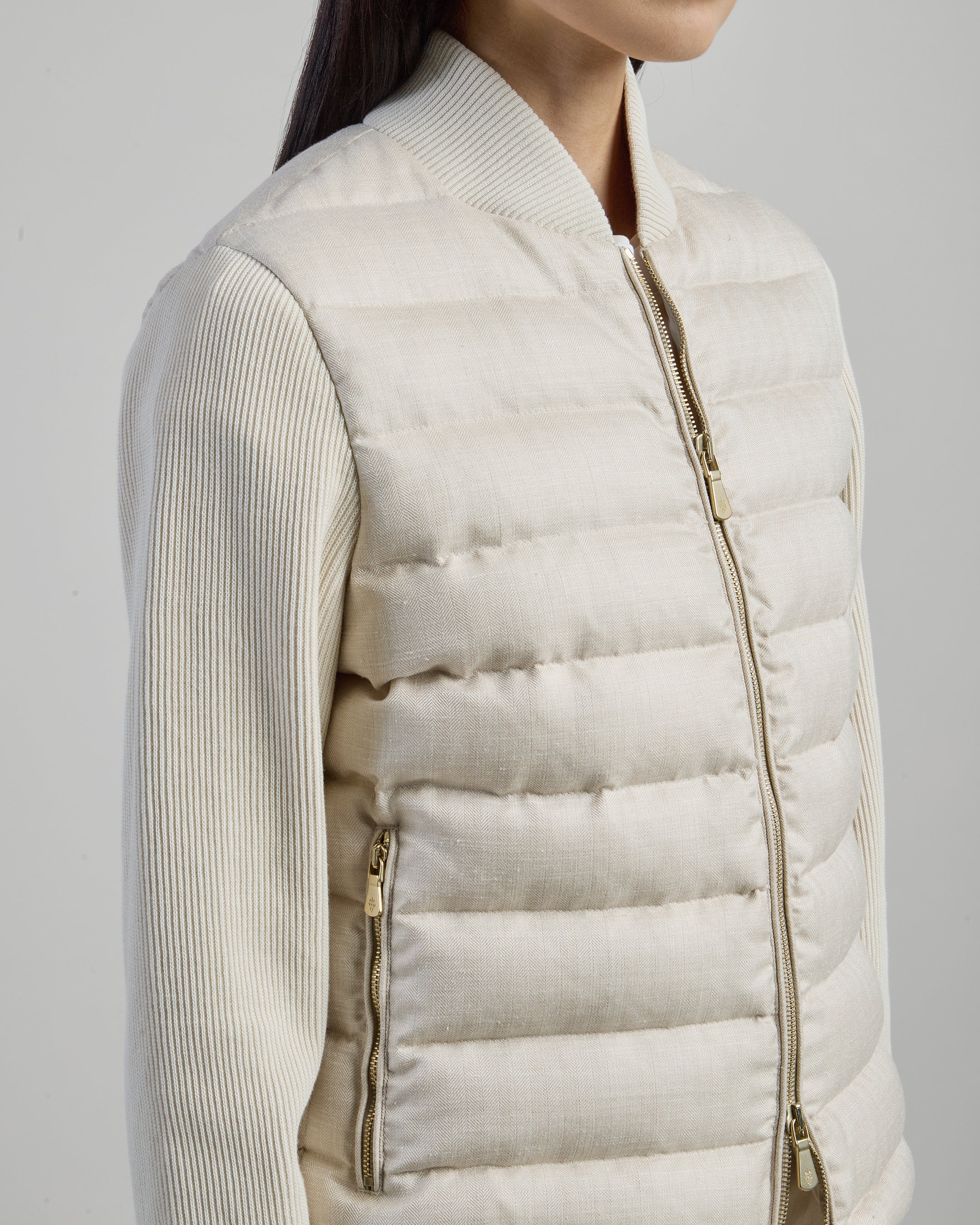 Women's Wool Silk Linen Micro Herringbone Jacket - 2