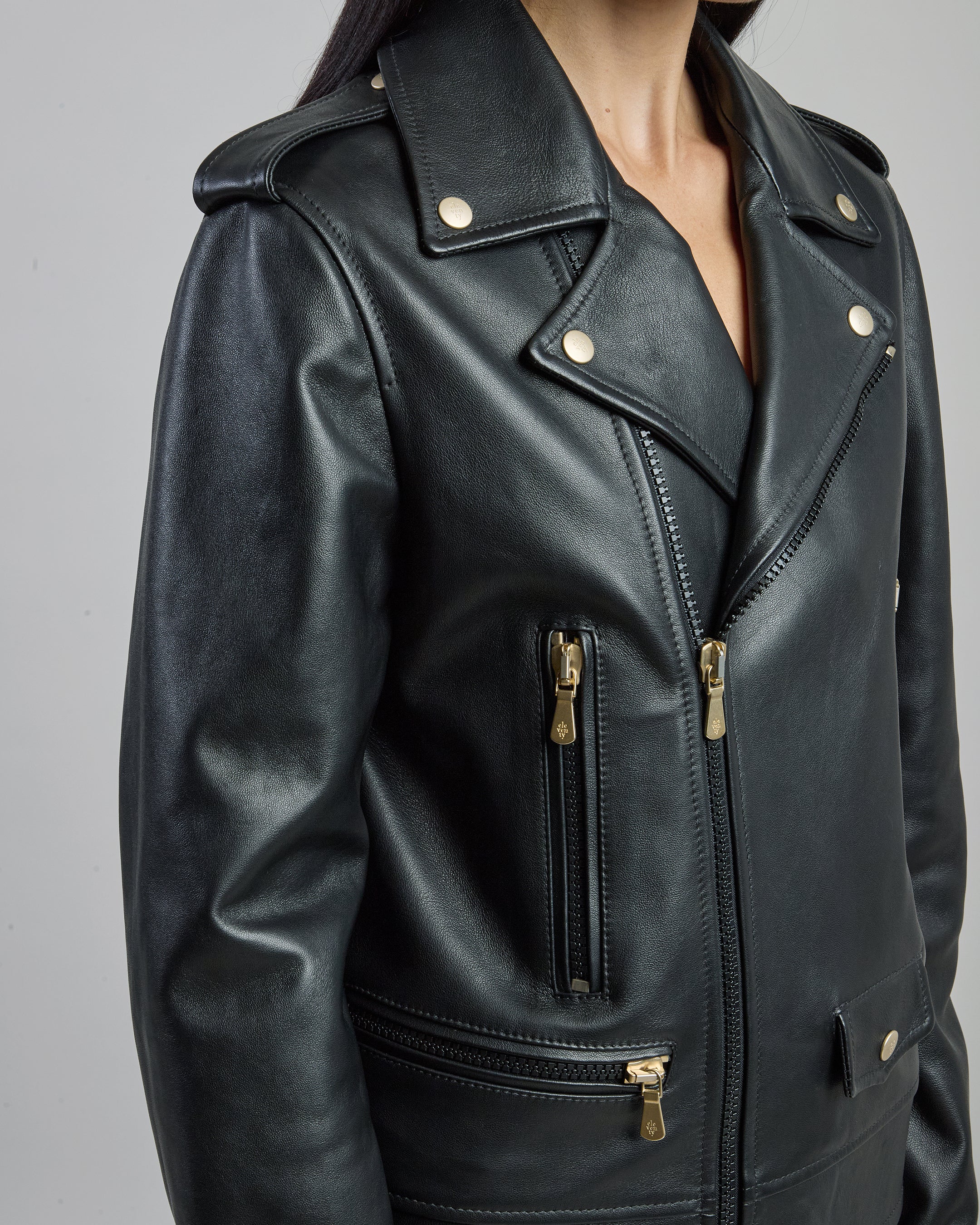 Women's Nappa Leather Biker Jacket - Chiodo Style - 4