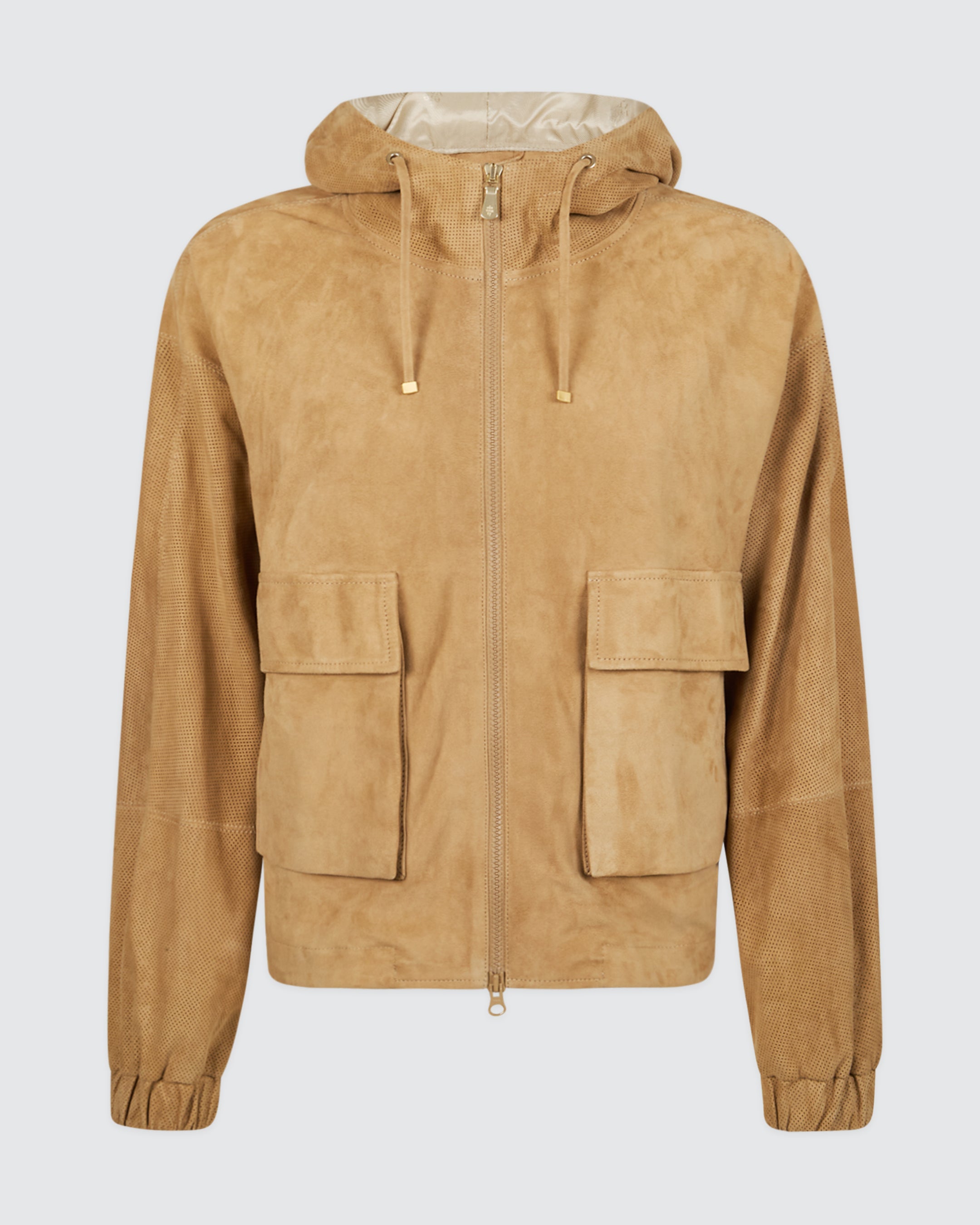 Women's Hooded Suede Leather Jacket in Lambskin - 5