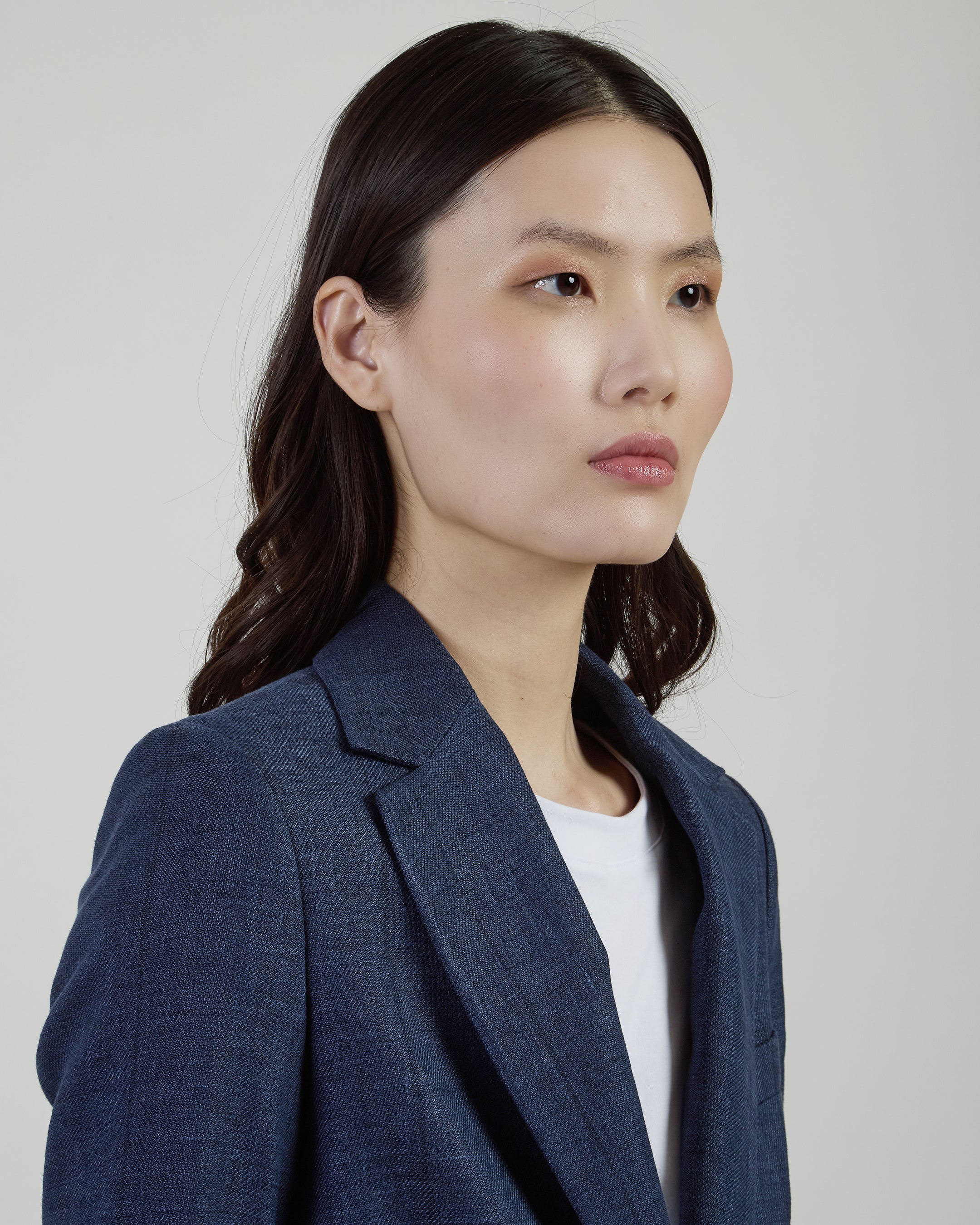 Women's Single-Breasted Linen, Wool and Silk Jacket