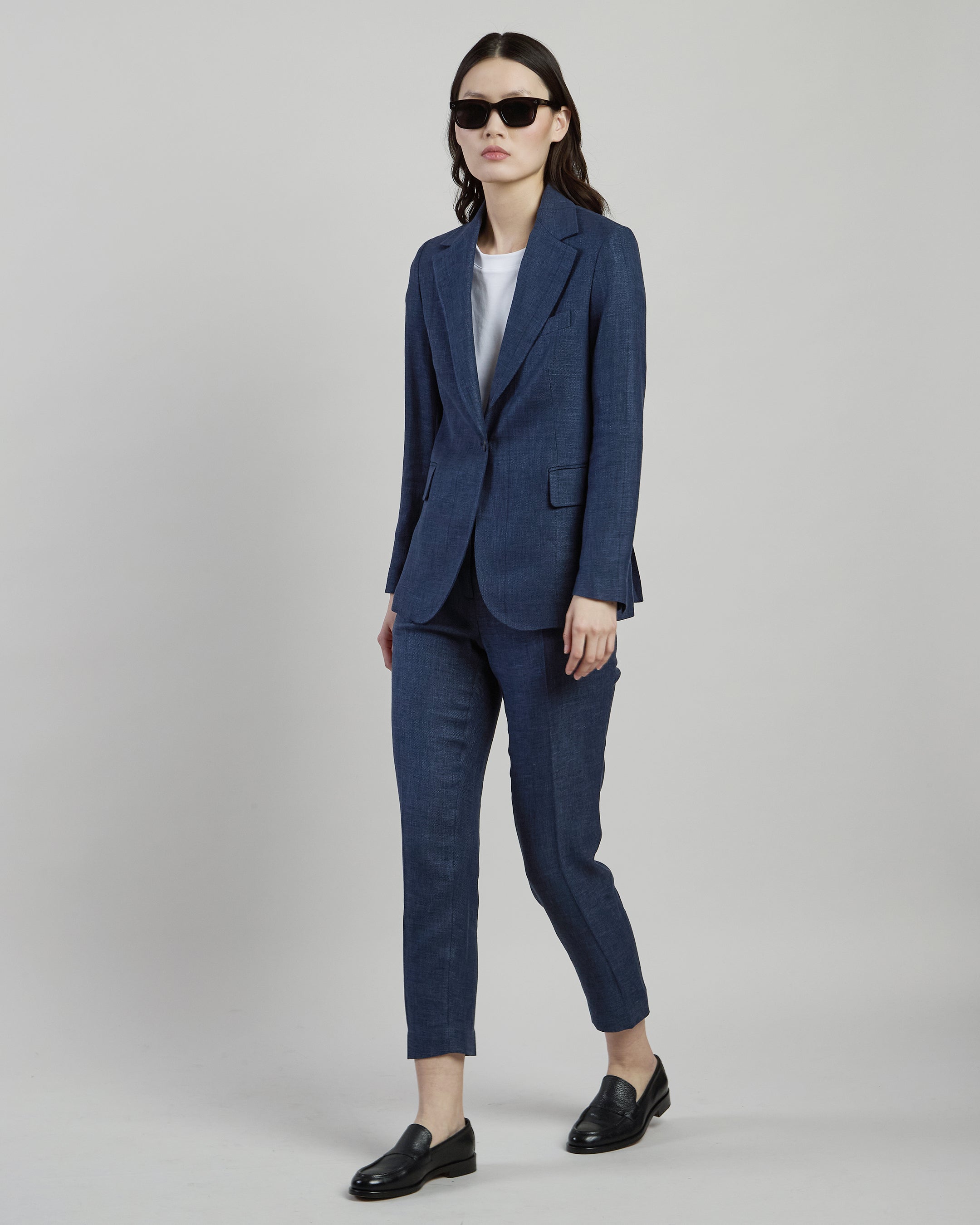 Women's Single-Breasted Linen, Wool and Silk Jacket