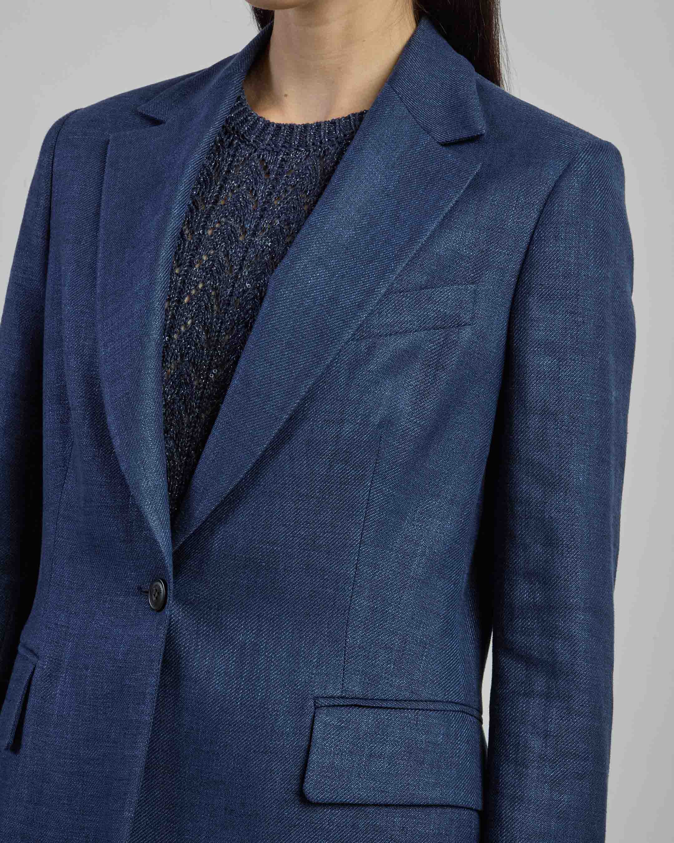Women's Single-Breasted Linen Wool and Silk Jacket