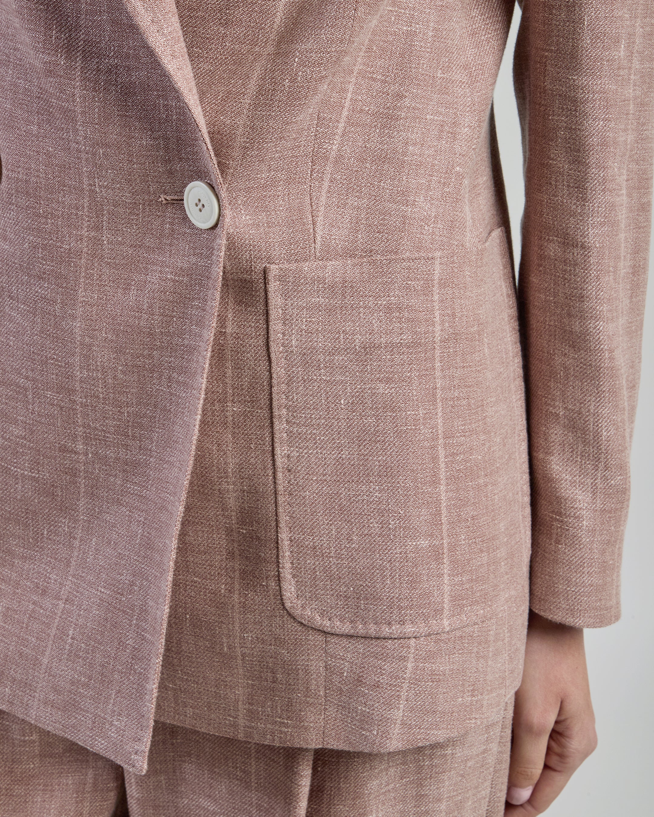 Women's Double-Breasted Linen Wool Silk Pinstripe Jacket - 3