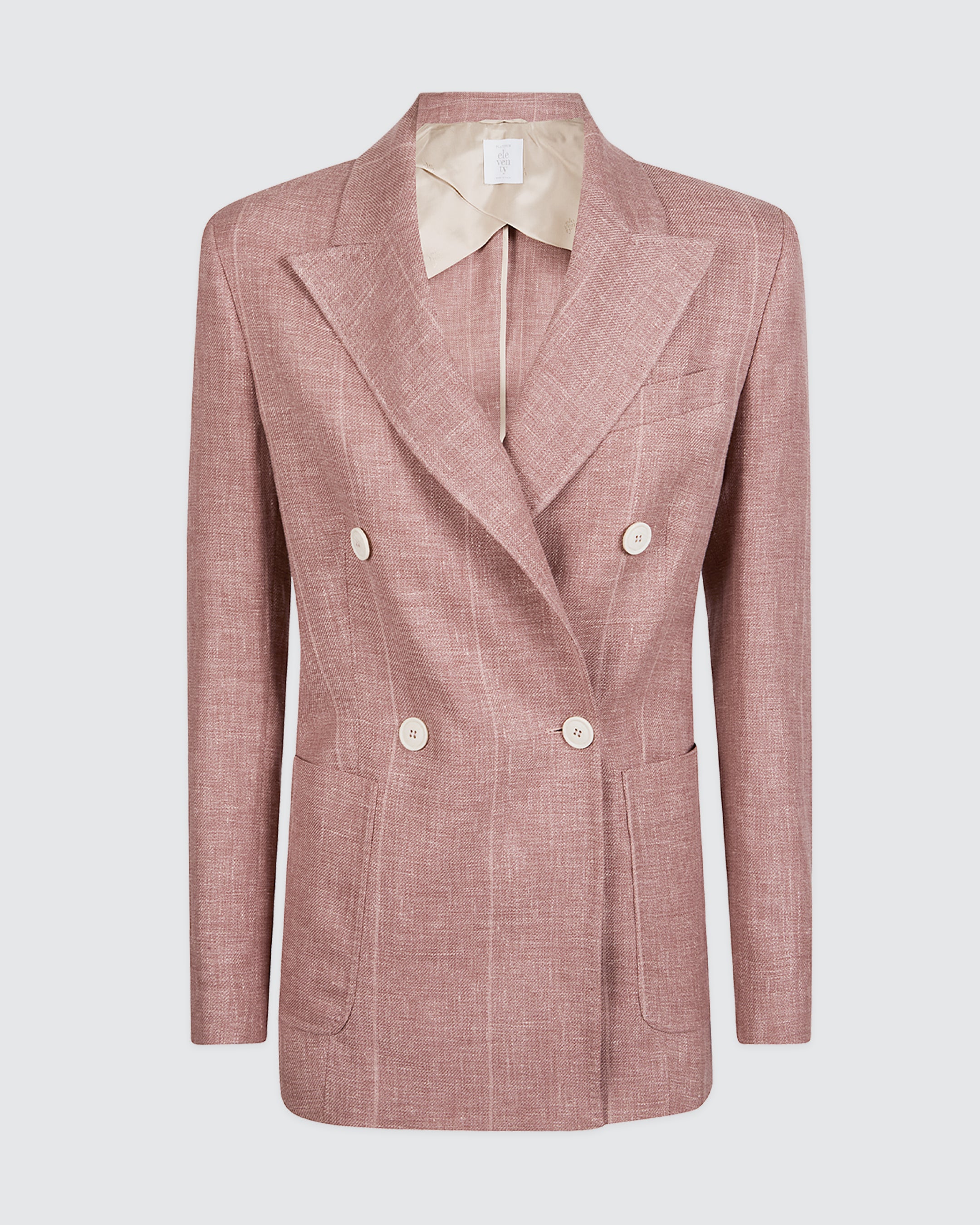 Women's Double-Breasted Linen Wool Silk Pinstripe Jacket - 5
