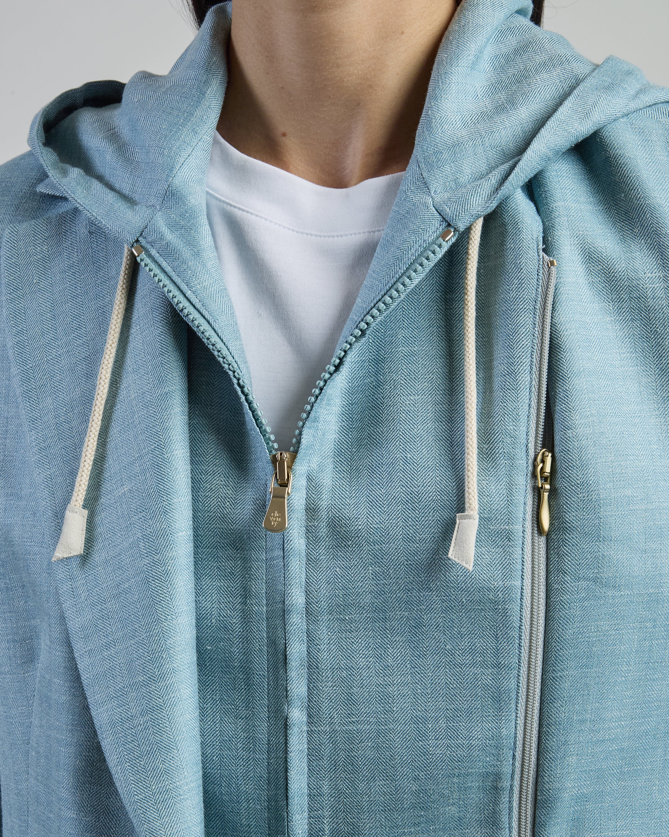 Women's Wool Silk Linen Micro Herringbone Bib Jacket