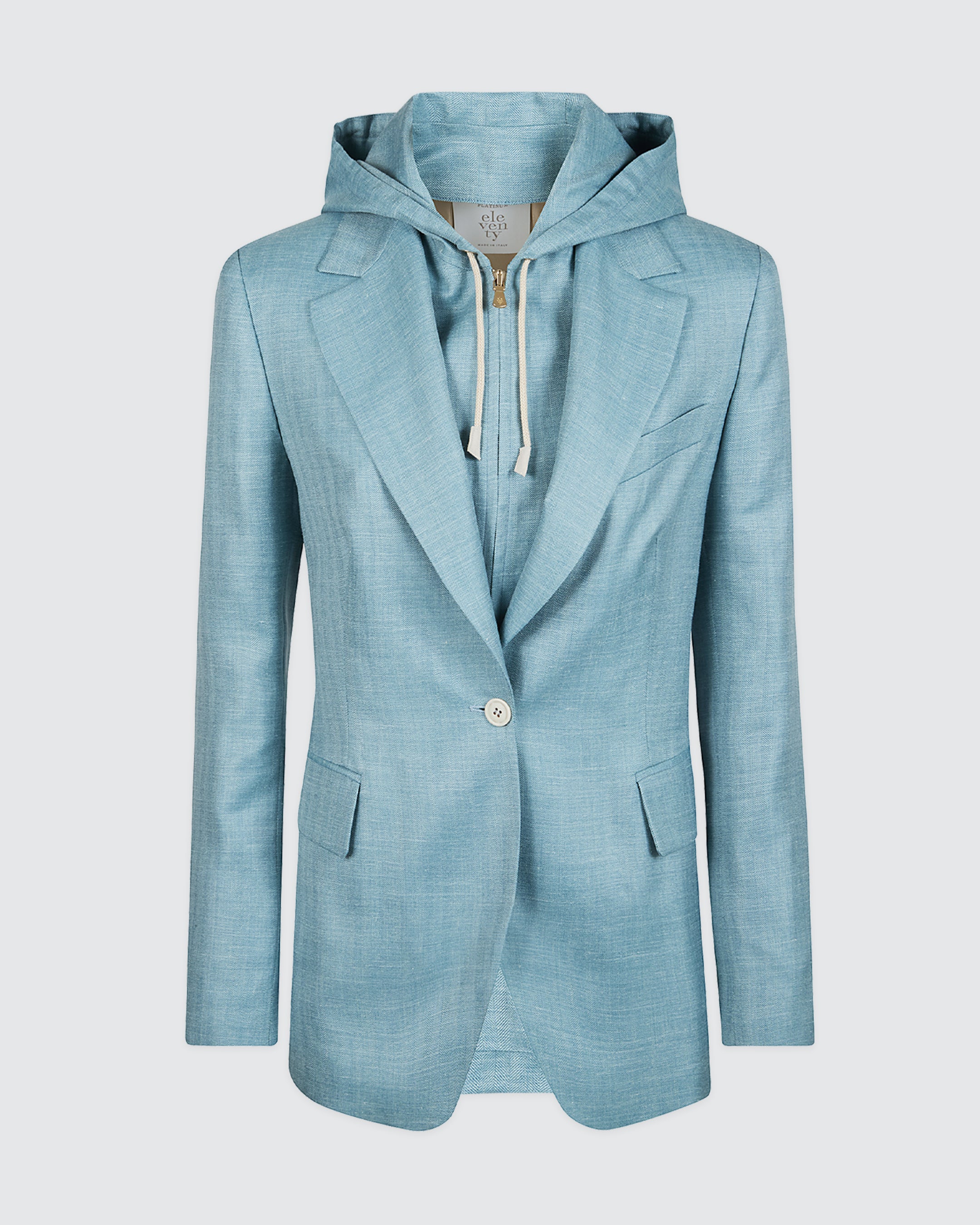 Women's Wool Silk Linen Micro Herringbone Bib Jacket - 4
