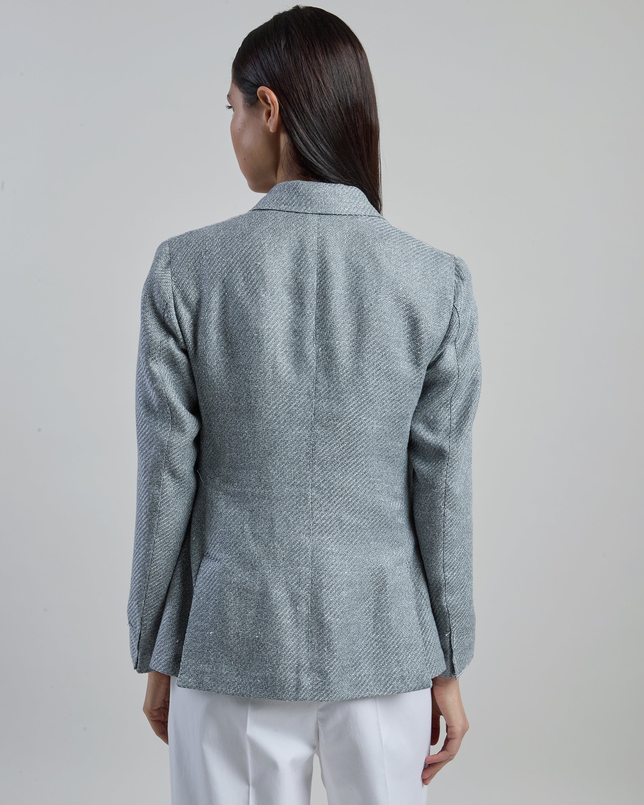 Women's Double-Breasted Silk Linen and Cotton Jacket alternative