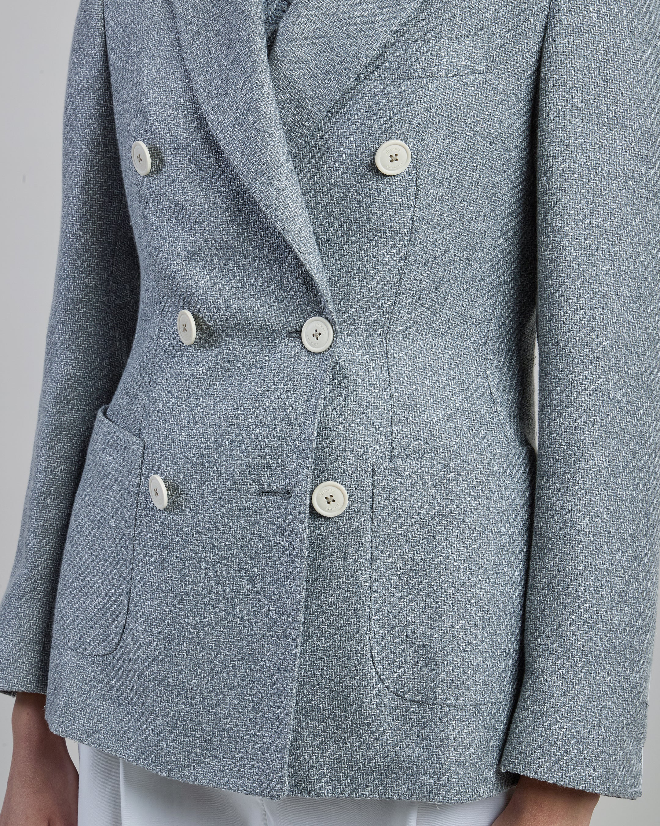 Women's Double-Breasted Silk Linen and Cotton Jacket