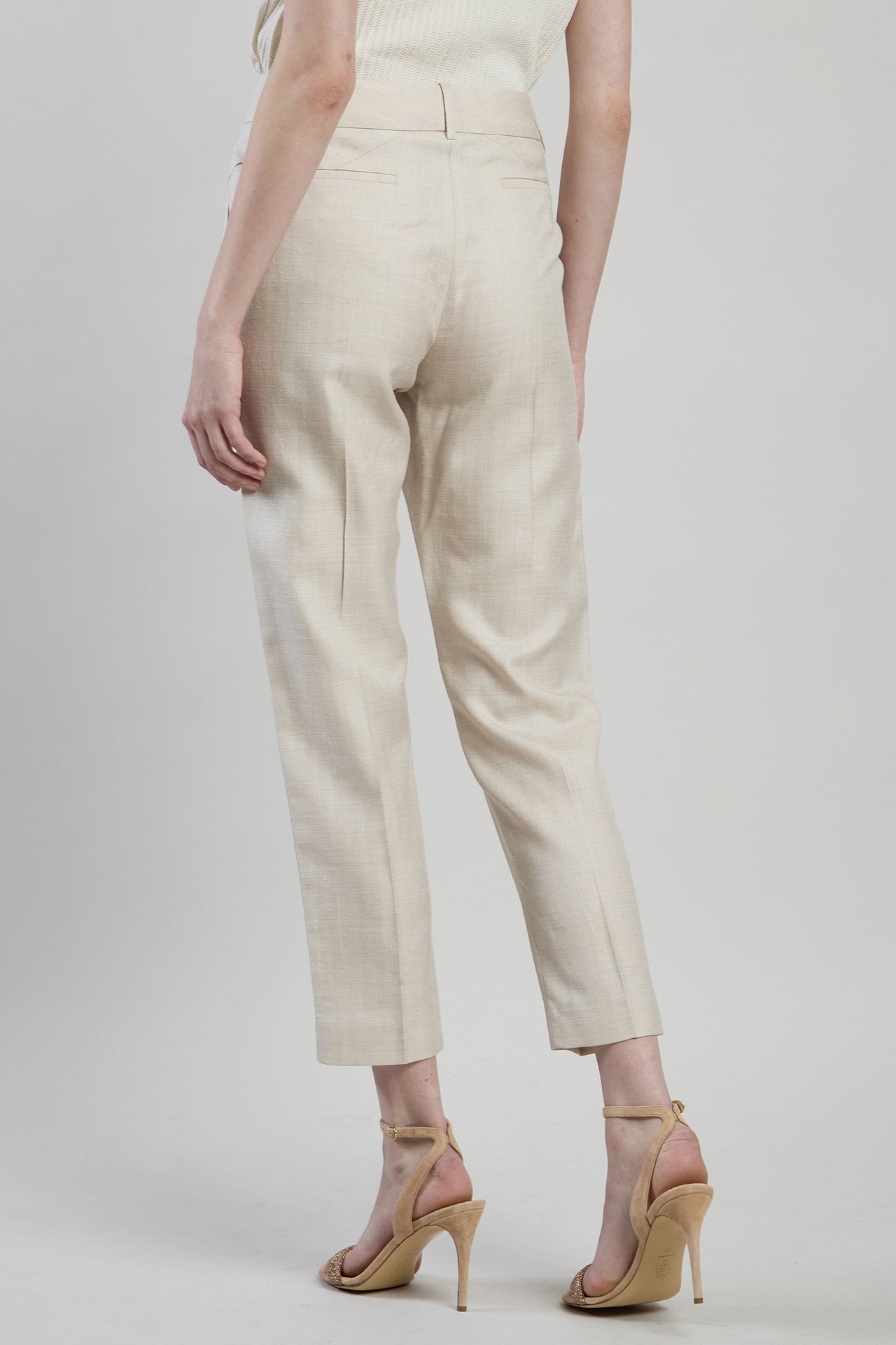 Women's Slim Wool Silk Linen Micro Herringbone alternative