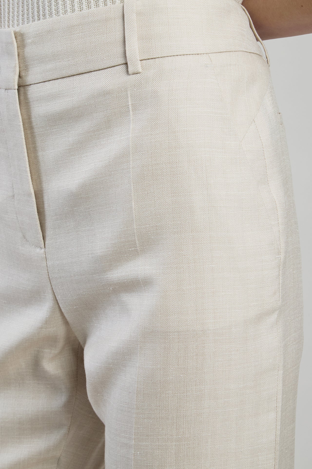 Women's Slim Wool Silk Linen Micro Herringbone - 3