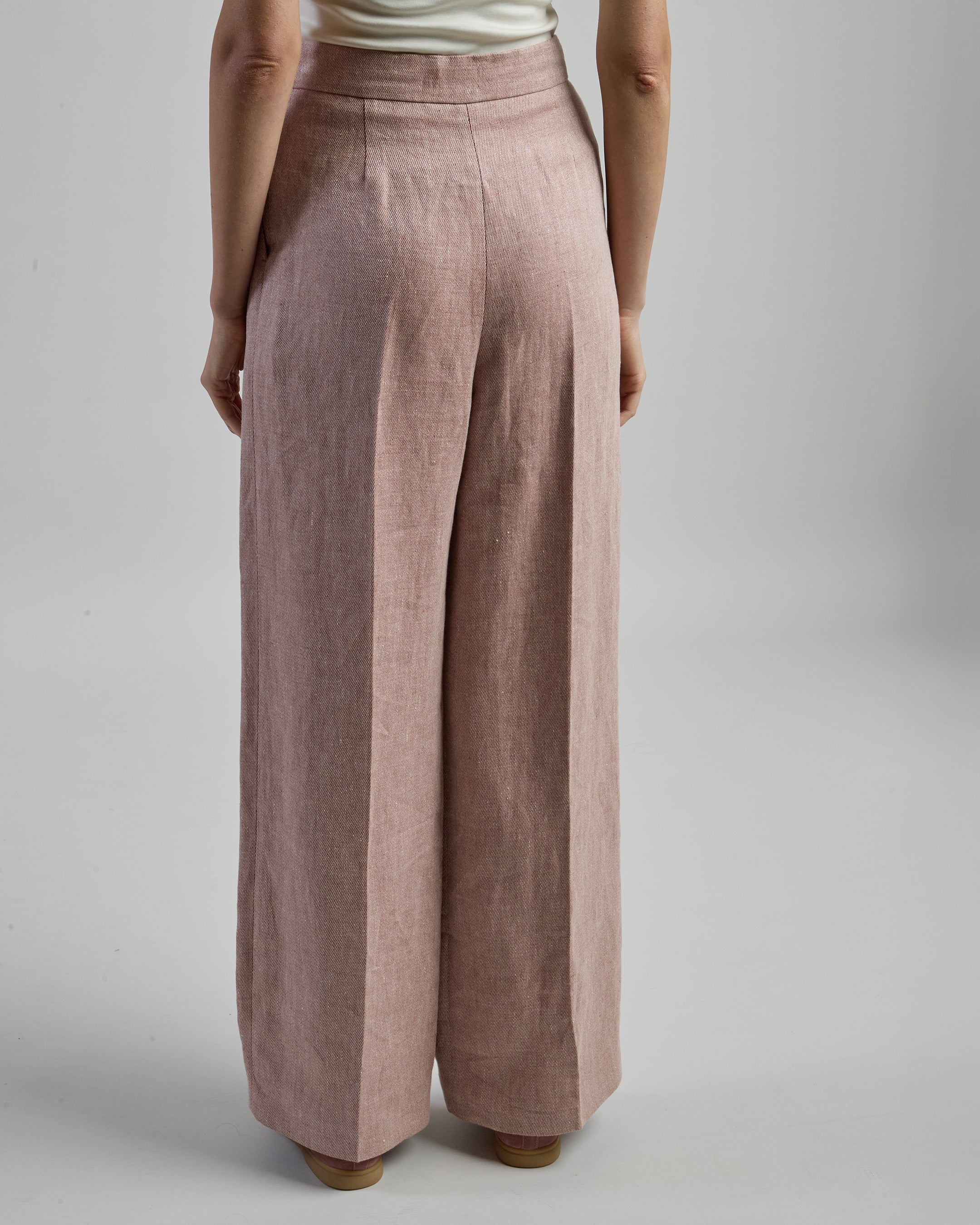 Women's Pure Linen Wide-Leg Trousers with Drawstring alternative