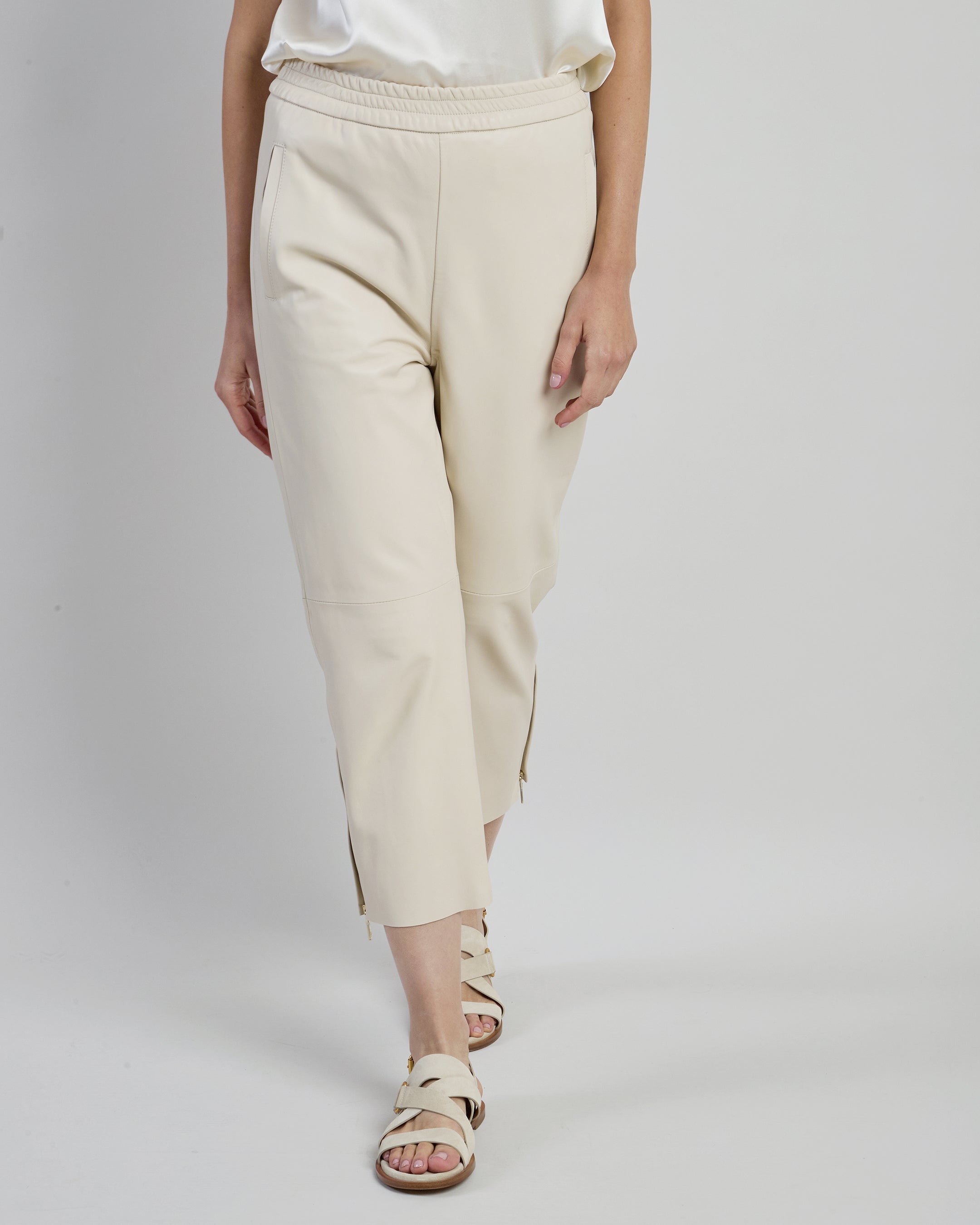 Women's Cropped Plongé Nappa Leather Trousers - 1